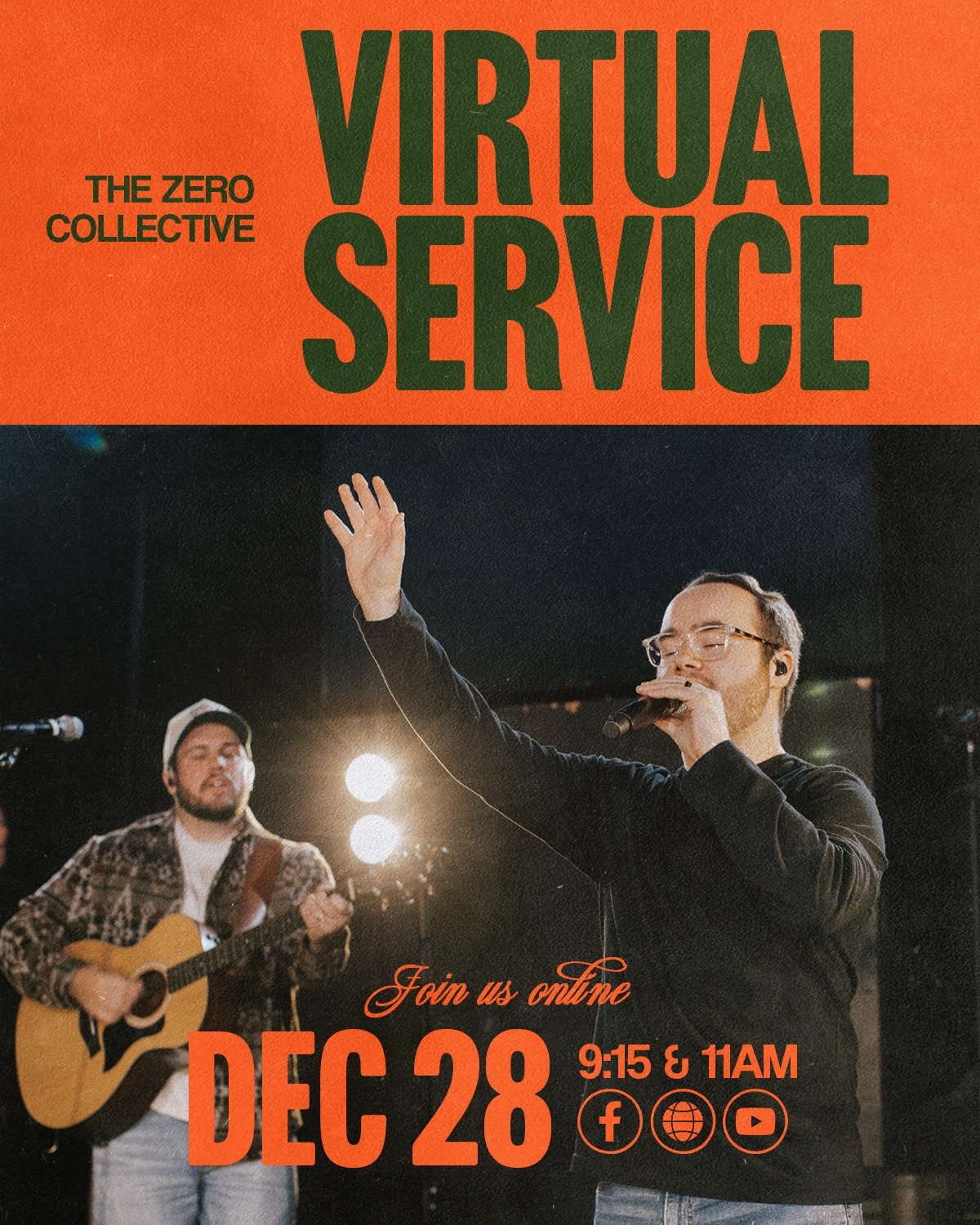 Tomorrow... One of our favorite end-of-year traditions is our virtual service with the whole Zero Collective family. So heads up... there are no in-person services tomorrow. Instead, grab a few friends or your family, get cozy, and join us online for