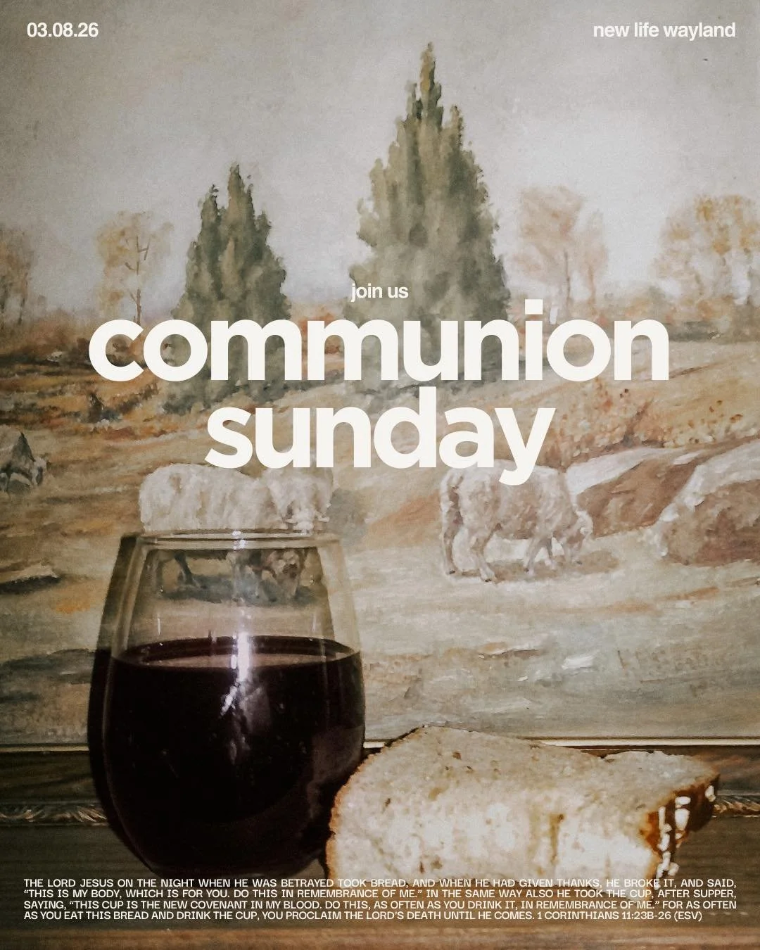 The body of Christ broken for you.
The blood of Christ shed for you.

Tomorrow we are celebrating communion. It&rsquo;s going to be a POWERFUL time of worship, opening God&rsquo;s Word together, and declaring that Jesus is Lord.

9:15 &amp; 11AM - Se
