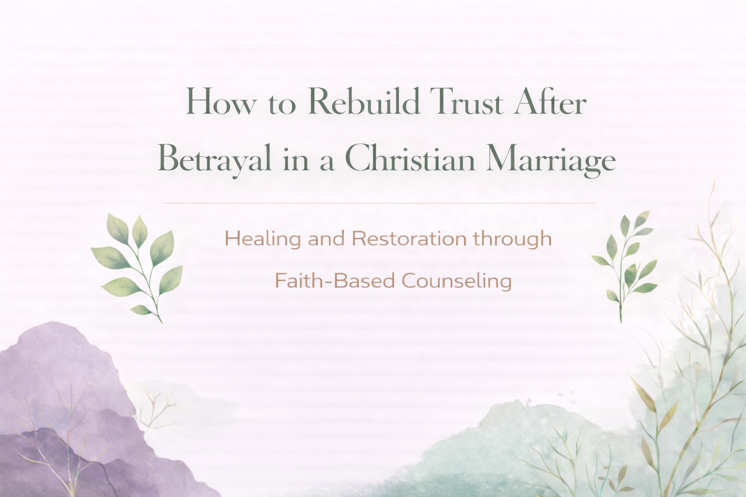 How to Rebuild Trust After Betrayal in a Christian Marriage