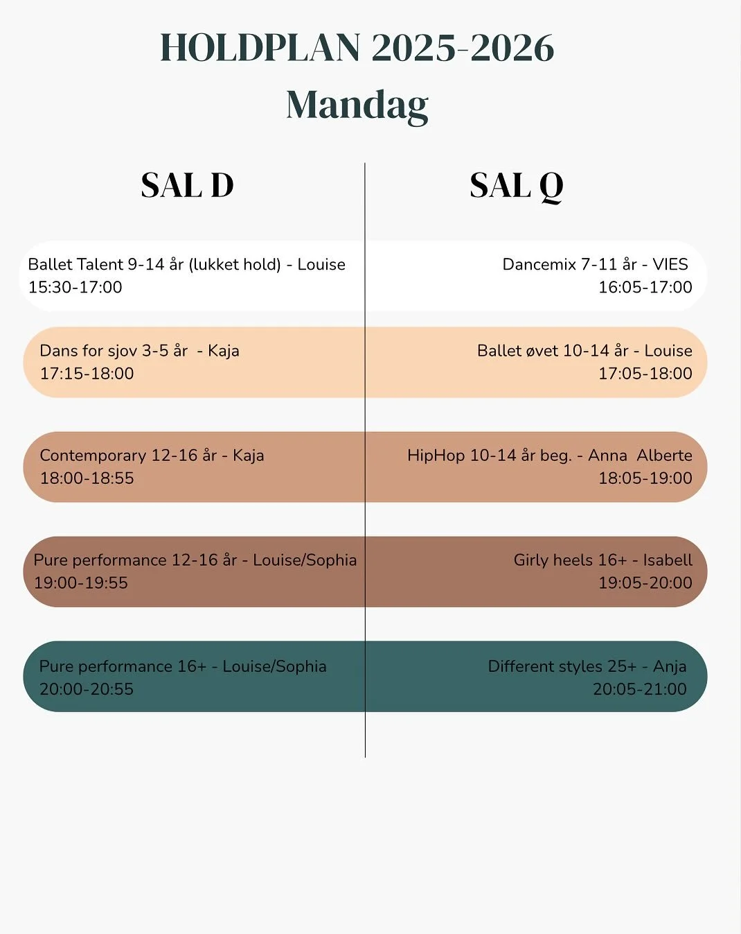 Opdateret holdplan 2025-2026🌟🙌🏻