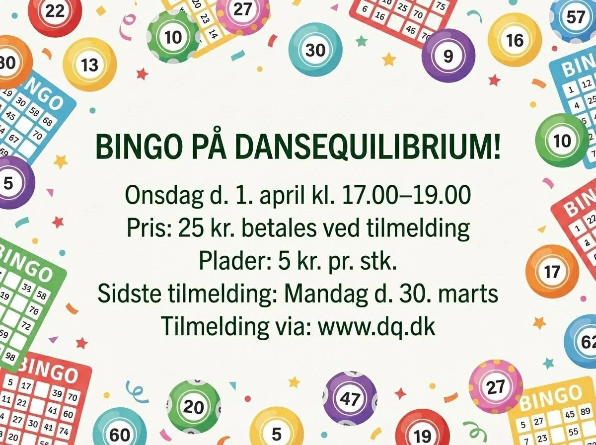 Kom og spil bingo med oppe p&aring; DQ den 1 april! 
⏰: 17-19
