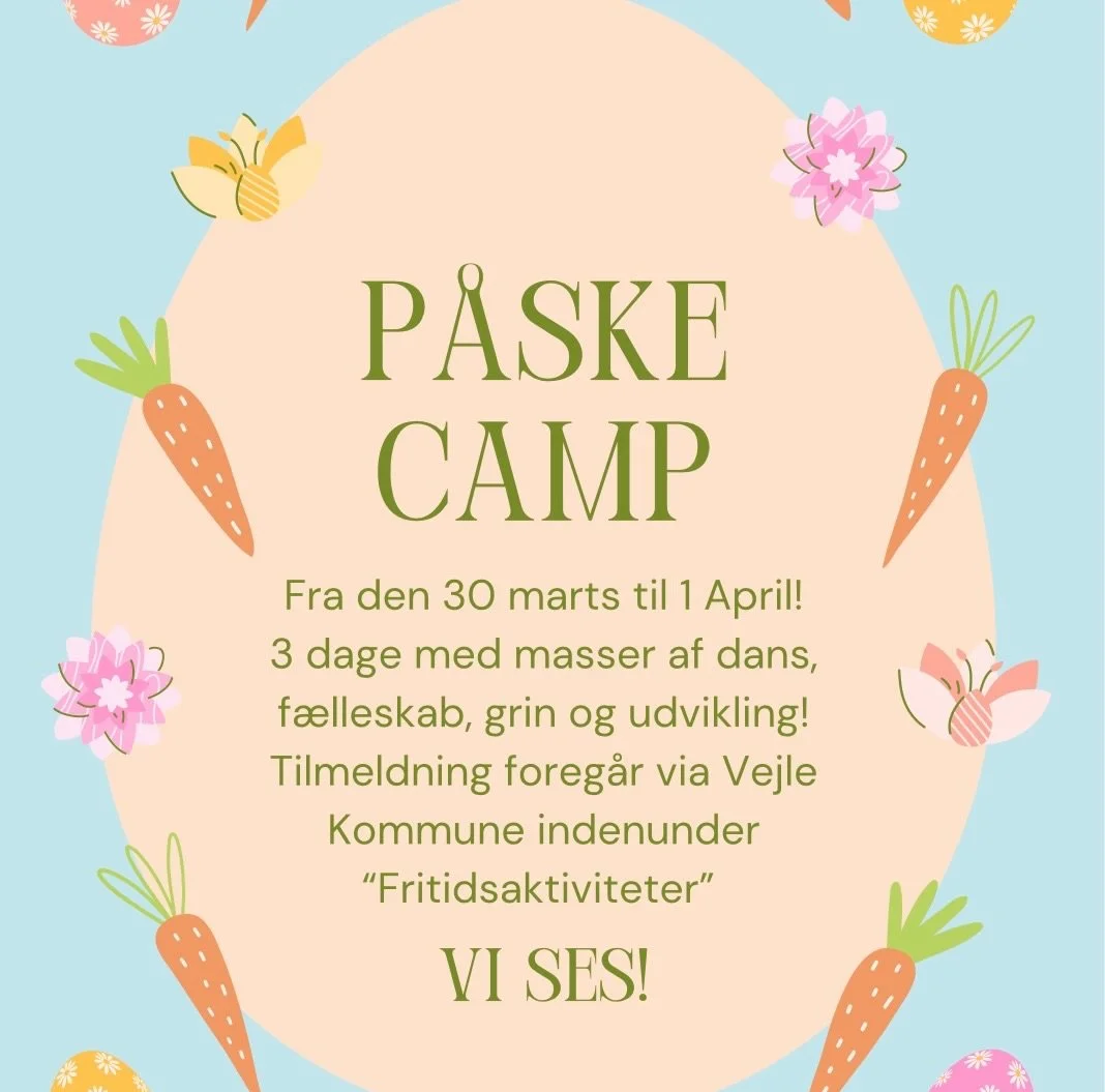 I h&oslash;rte det! Vi holder selvf&oslash;lgelig Danse Camp i p&aring;skeferien i uge 14!🌼🐣30 marts til 1 april - Tilmeldning foreg&aring;r via Vejle kommunes hjemmeside indenunder fritidsaktiviteter!
