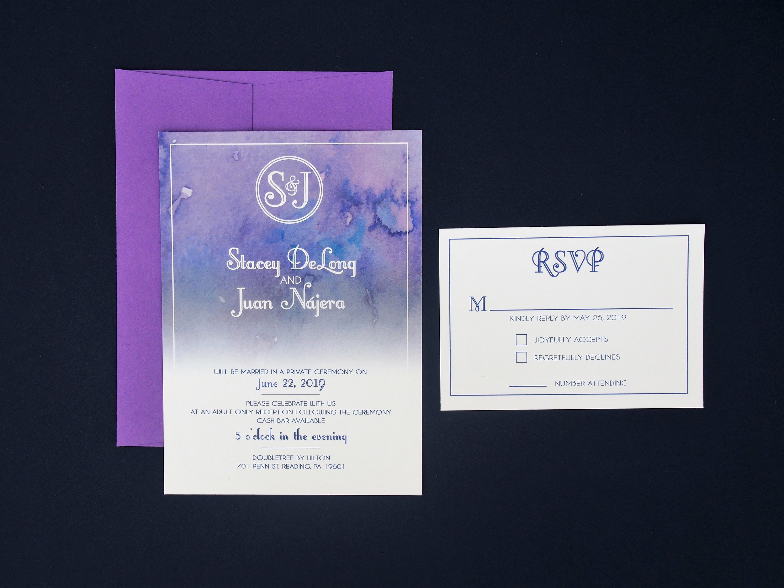  monogrammed invitation and rsvp card 