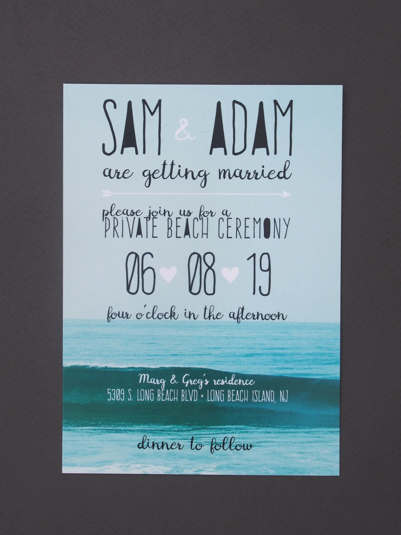  intimate beach ceremony invitation 