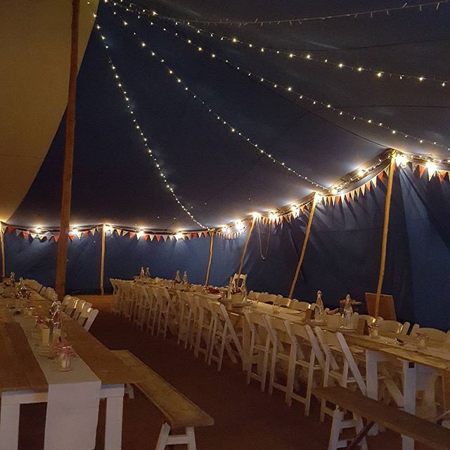 New festoon lighting.  Supplied to marquee wedding at Leigh &amp; Bransford Village Hall
