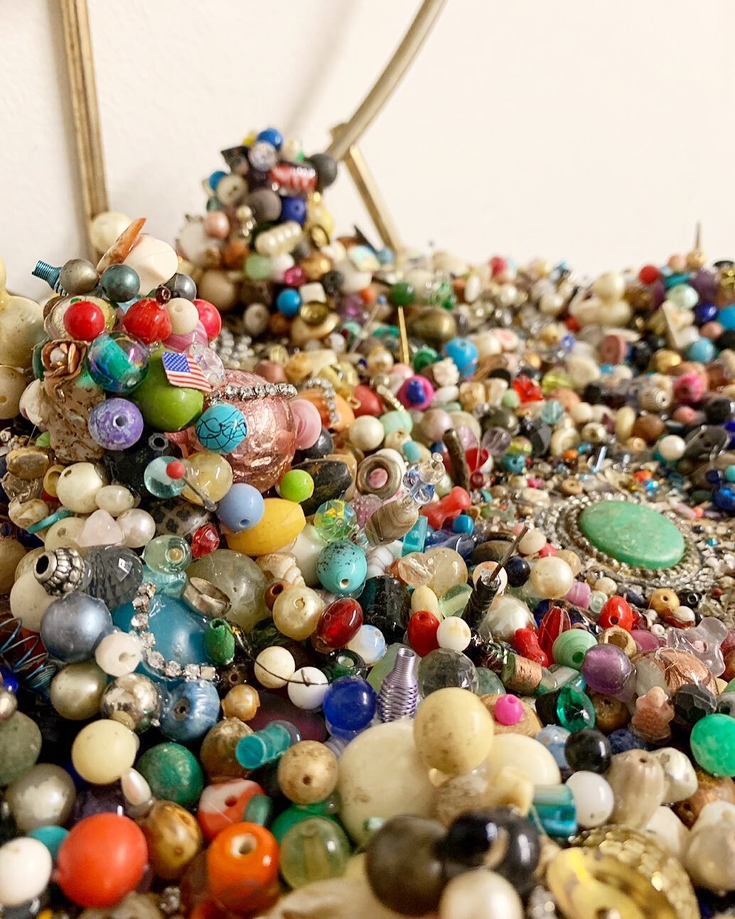 Bead details #assemblageart #beads #bobbles #rhinestones #costumejewelry #accumulation