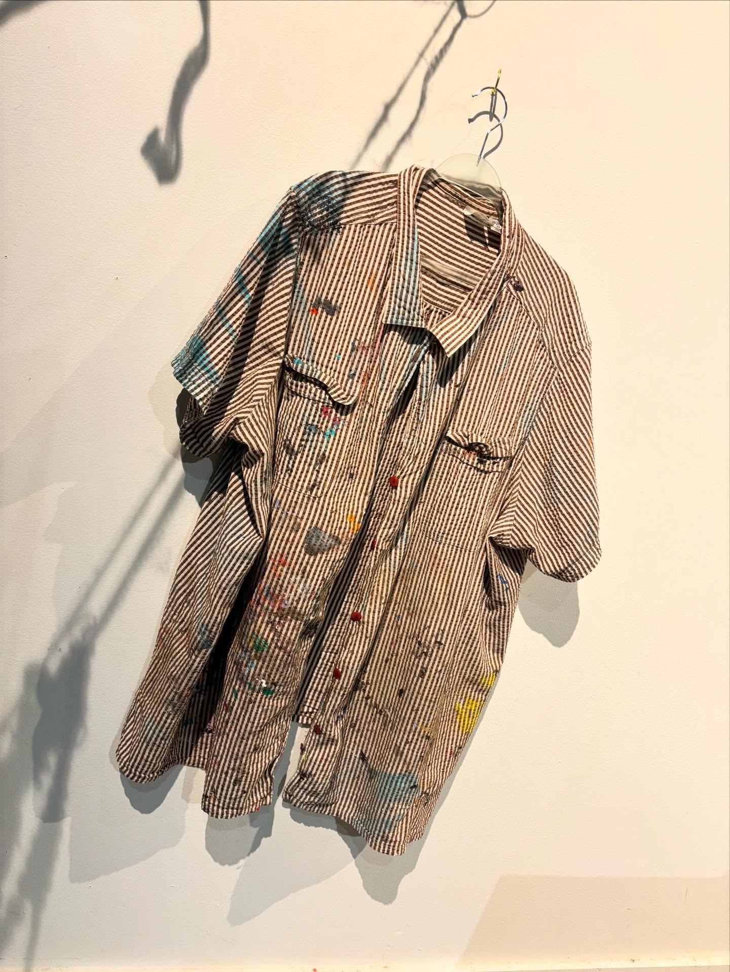 My XXXXXL studio uniform I&rsquo;ve been wearing since grad school. An absolute necessity! #smock #studioart #mixedmedia