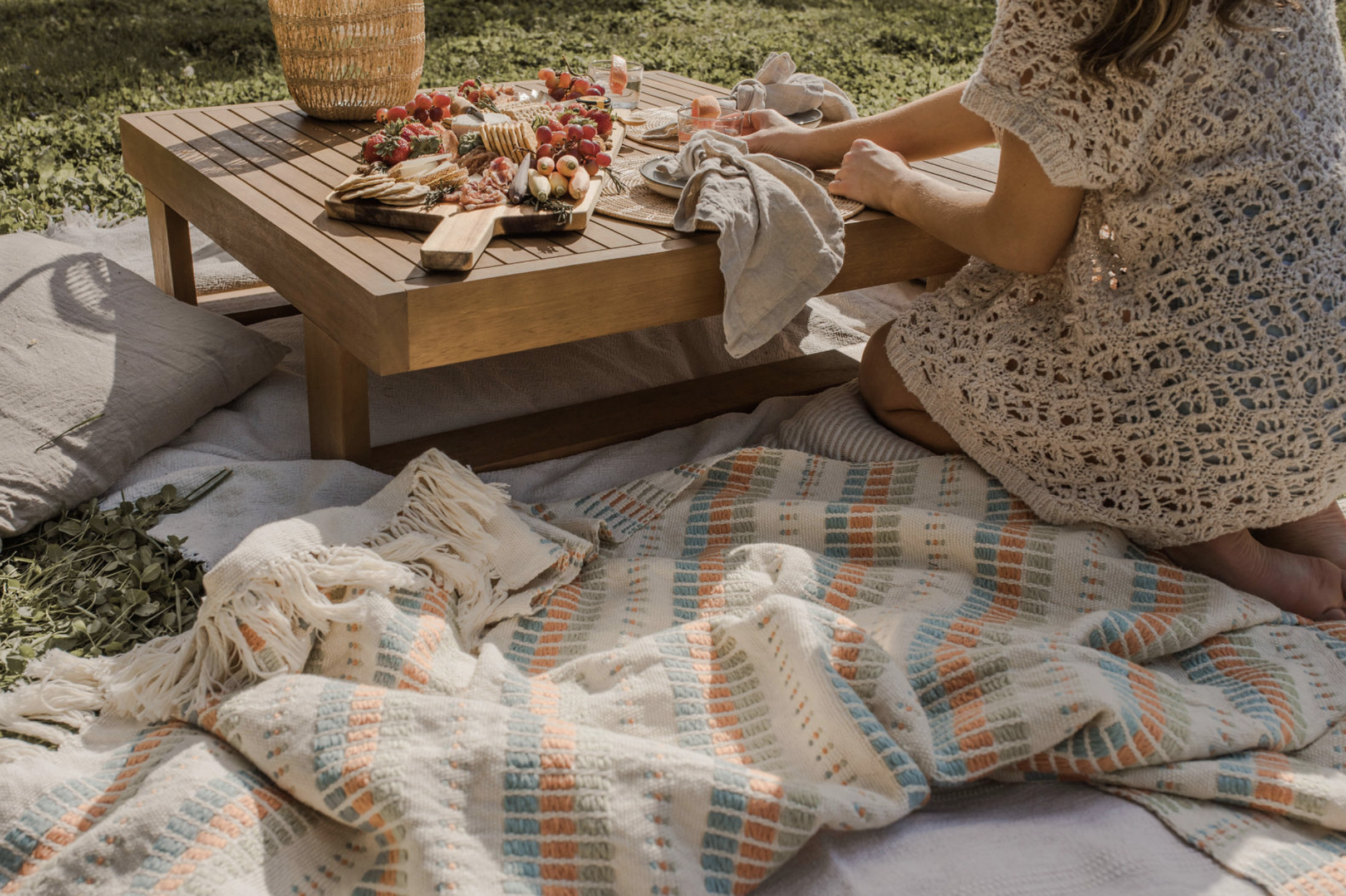 Lulo Orange and Feijoa Green Throw Blanket.png