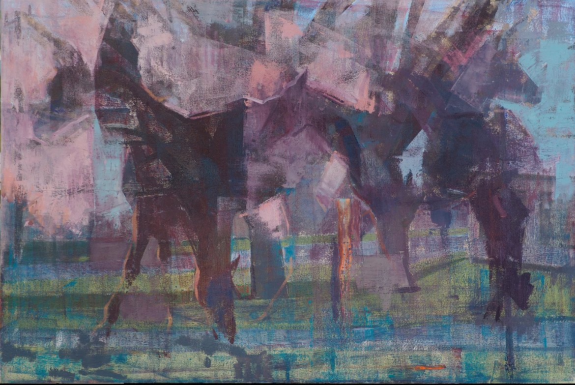 Horses with Pink and Blue