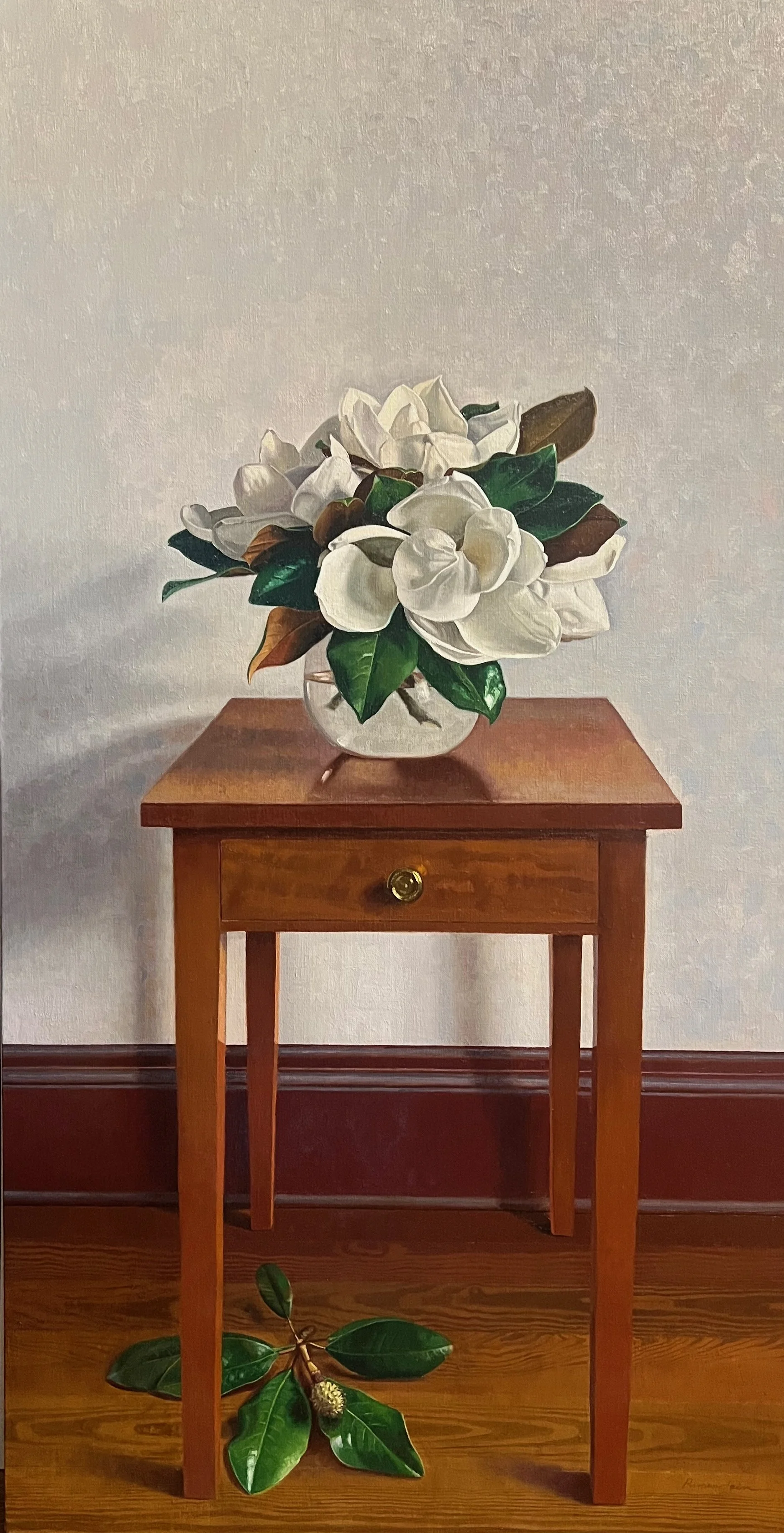 Magnolias on a Cherry Table
