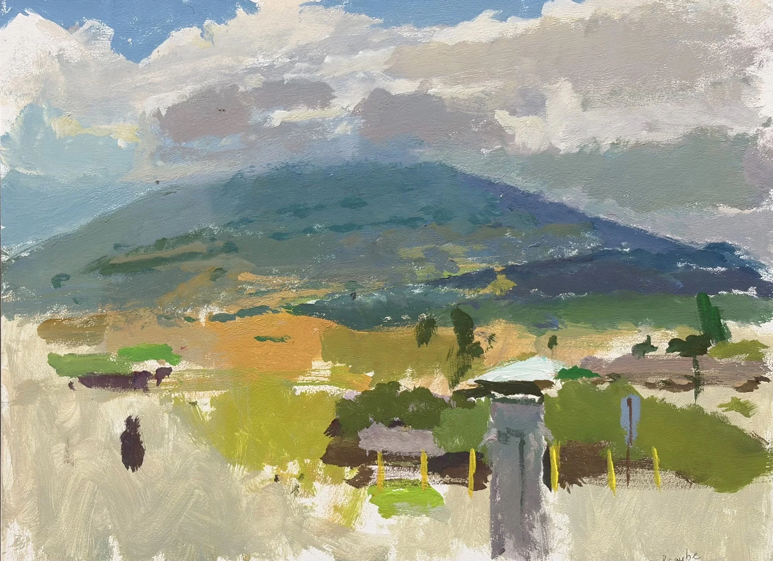 Edmond Praybe, "Shifting Clouds", Acrylic on Panel 9” x 12”,  $800.00