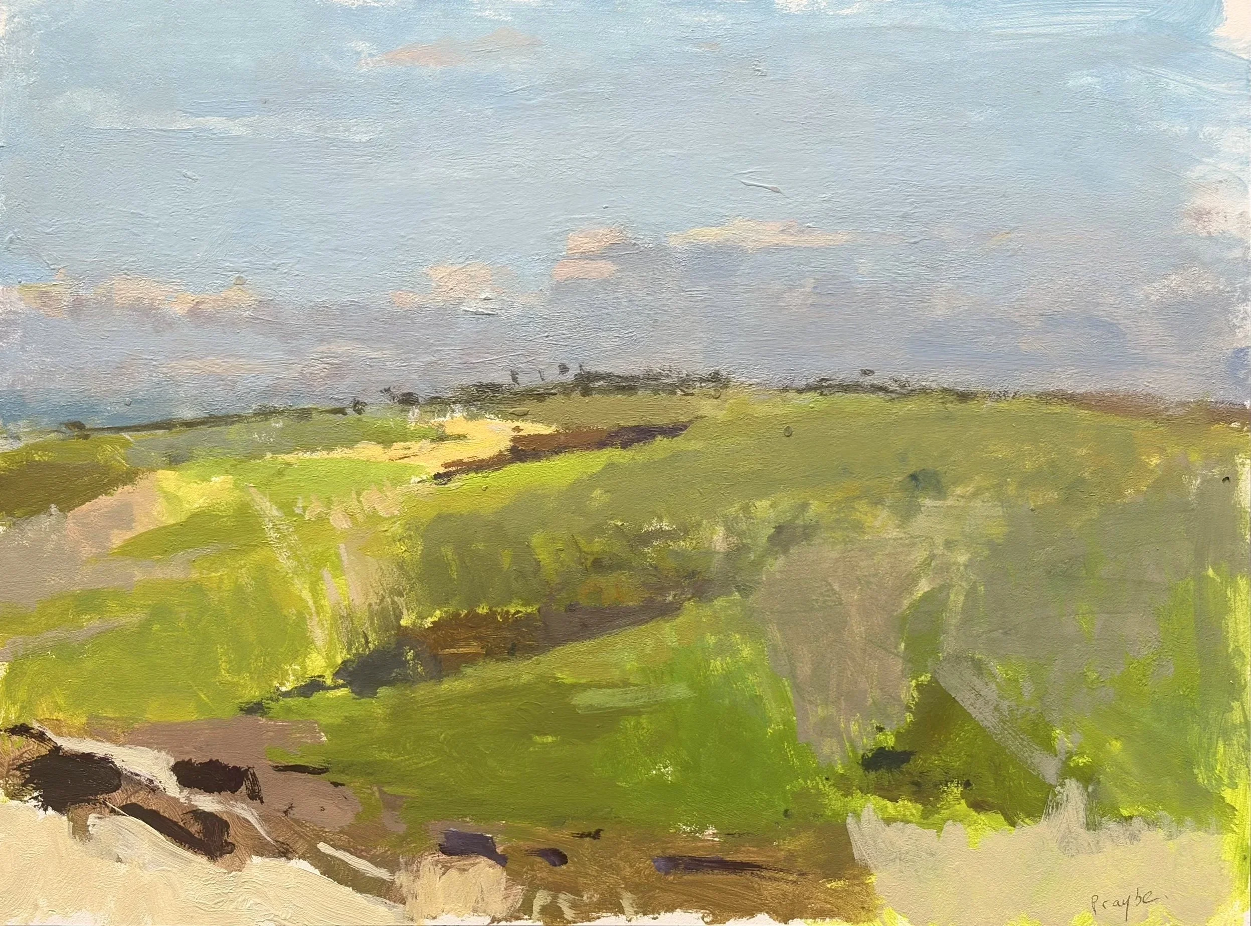 Edmond Praybe, Over the Ridge, Acrylic on Panel, 9" x 12"  $800