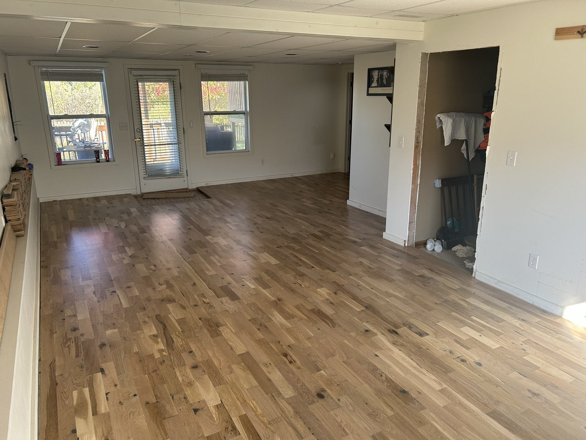 Finished rustic white oak hardwood floor