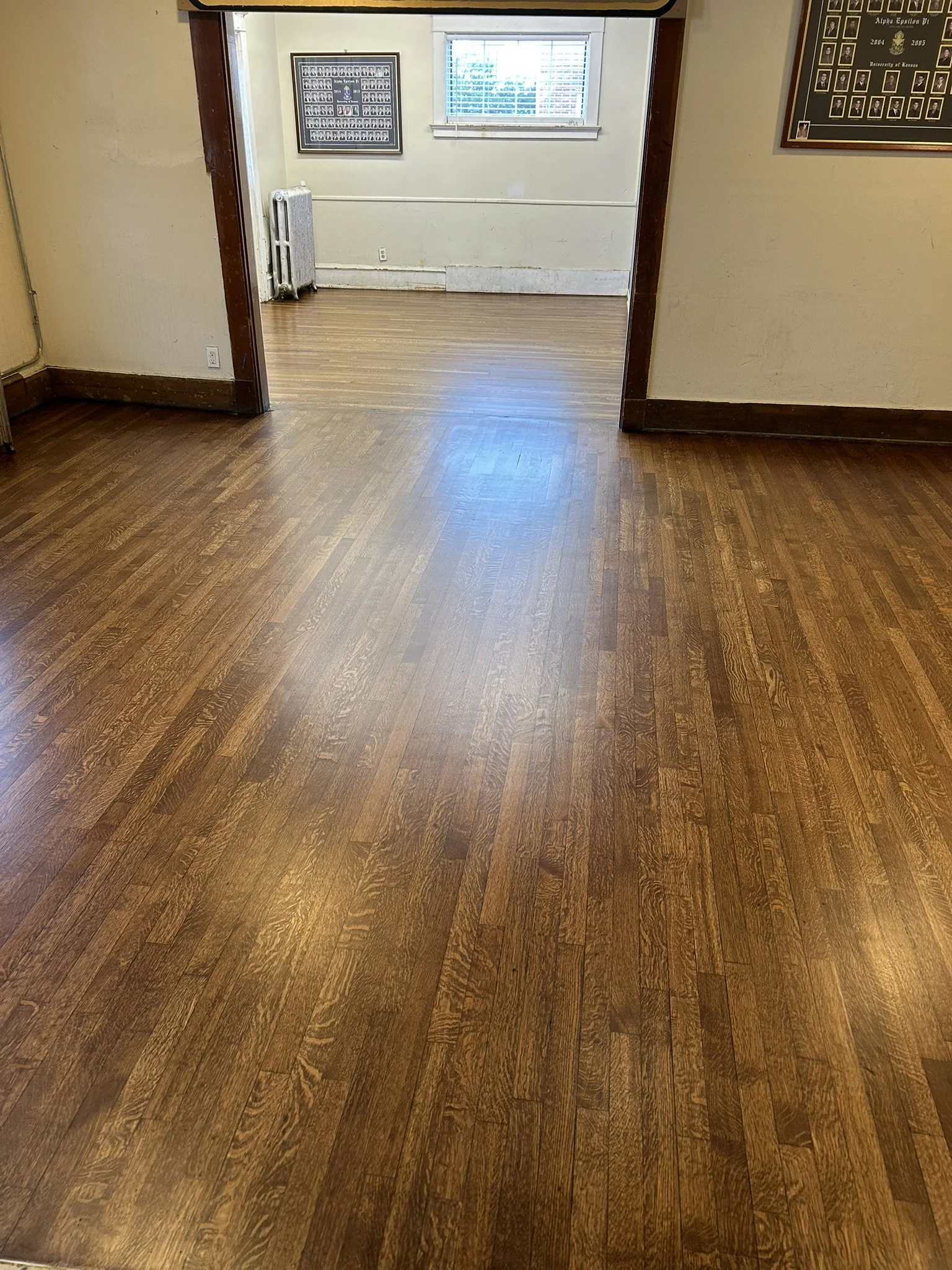 Historic hardwood floor before refinishing