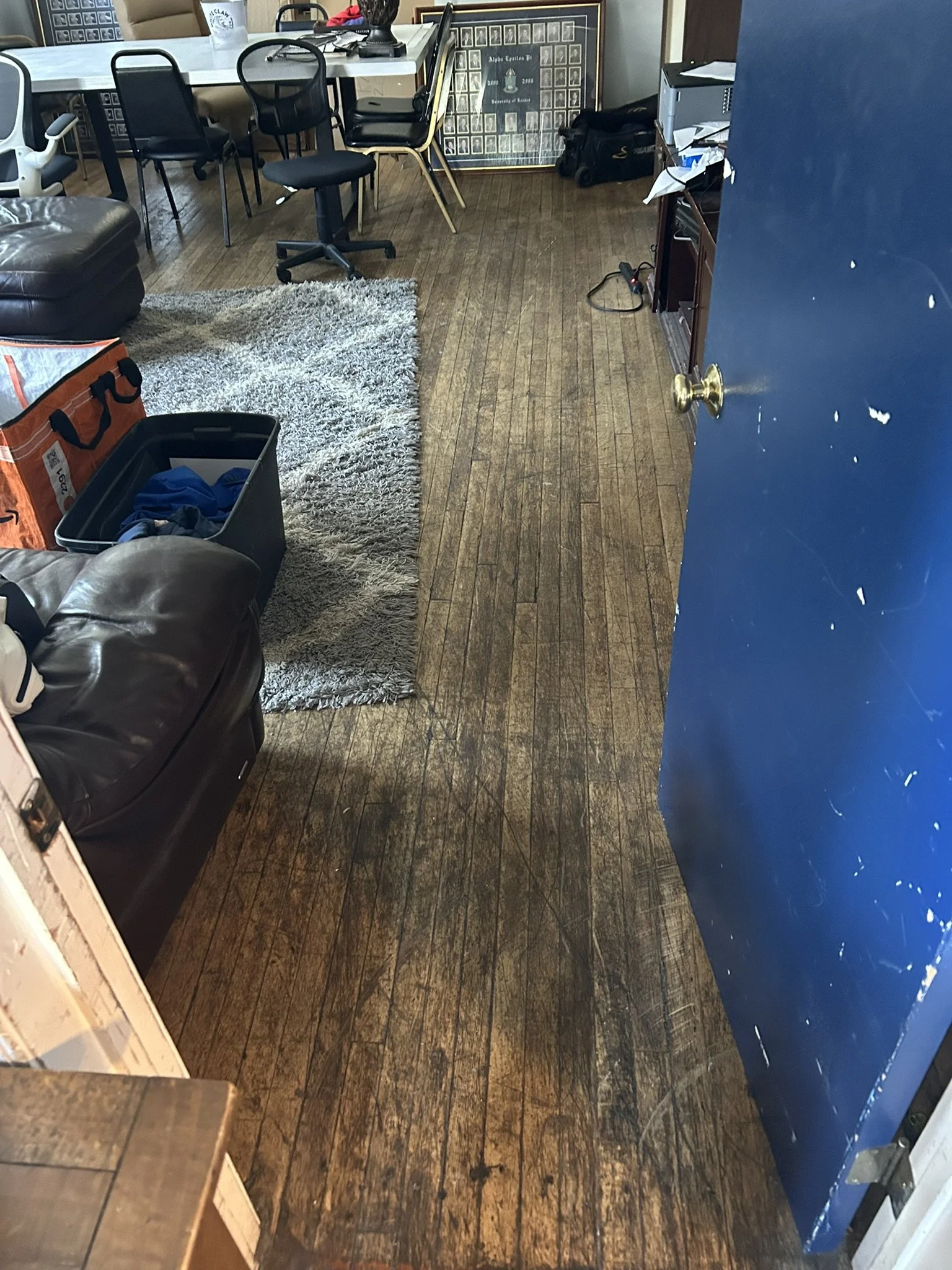 Restored 120-year-old hardwood flooring