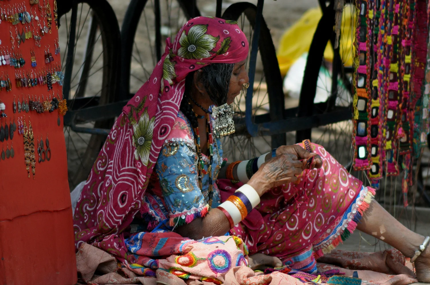 Ikat, embroidery, tie-dye and printed cloth