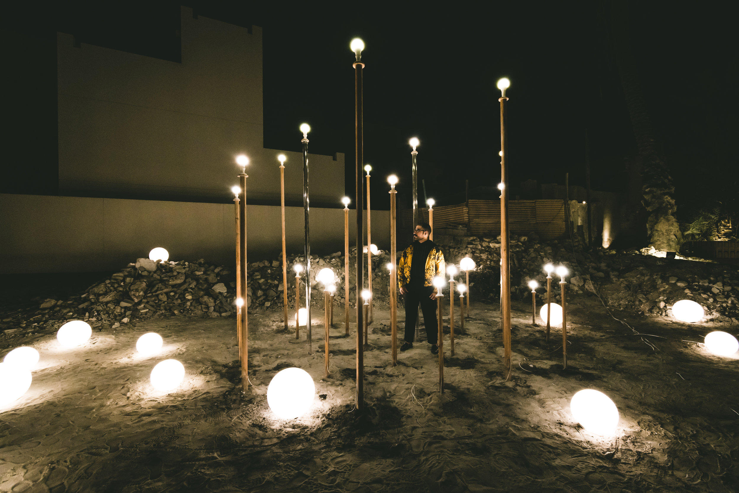  Photo by  Ishaq Madan     A protest at the “Baraha”  Collaboration between  Muneera Al Awadhi  and Noor Alwan  A protest is a moving exhibit that aims to shed light on spatial issues such as abandoned lands and neglected greenery in Bahrain. It was 