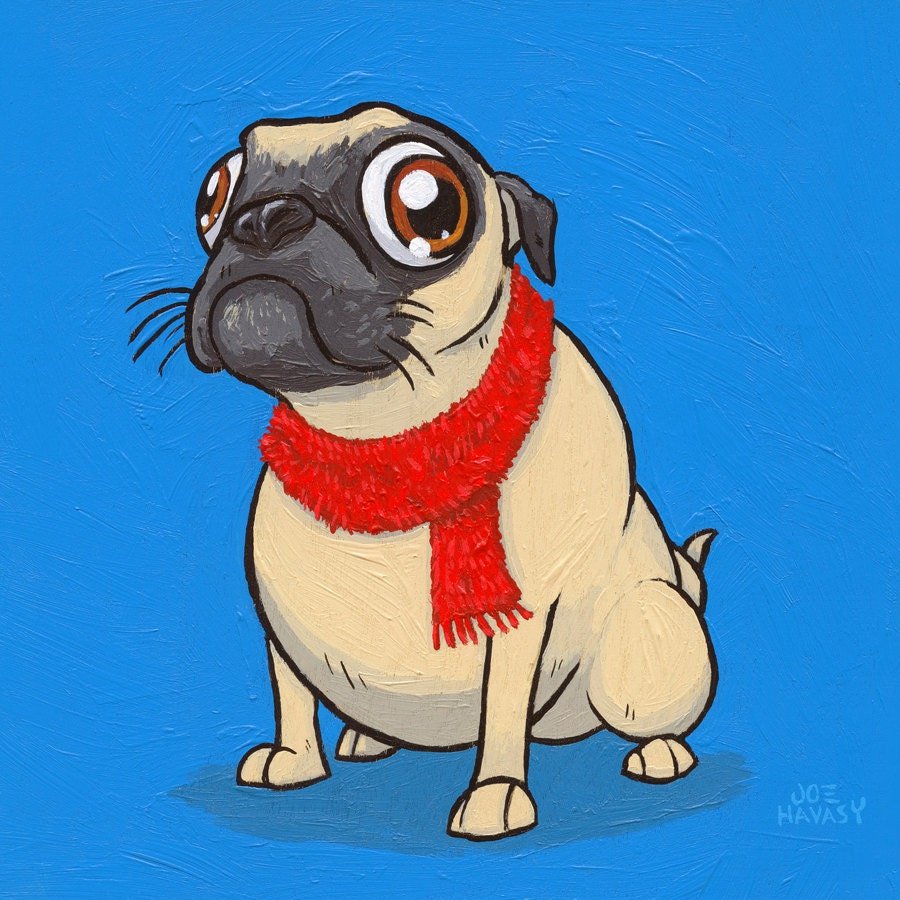 Pug with a Scarf  print