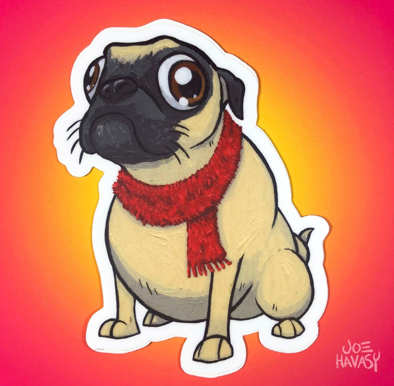 Pug in a Scarf Sticker