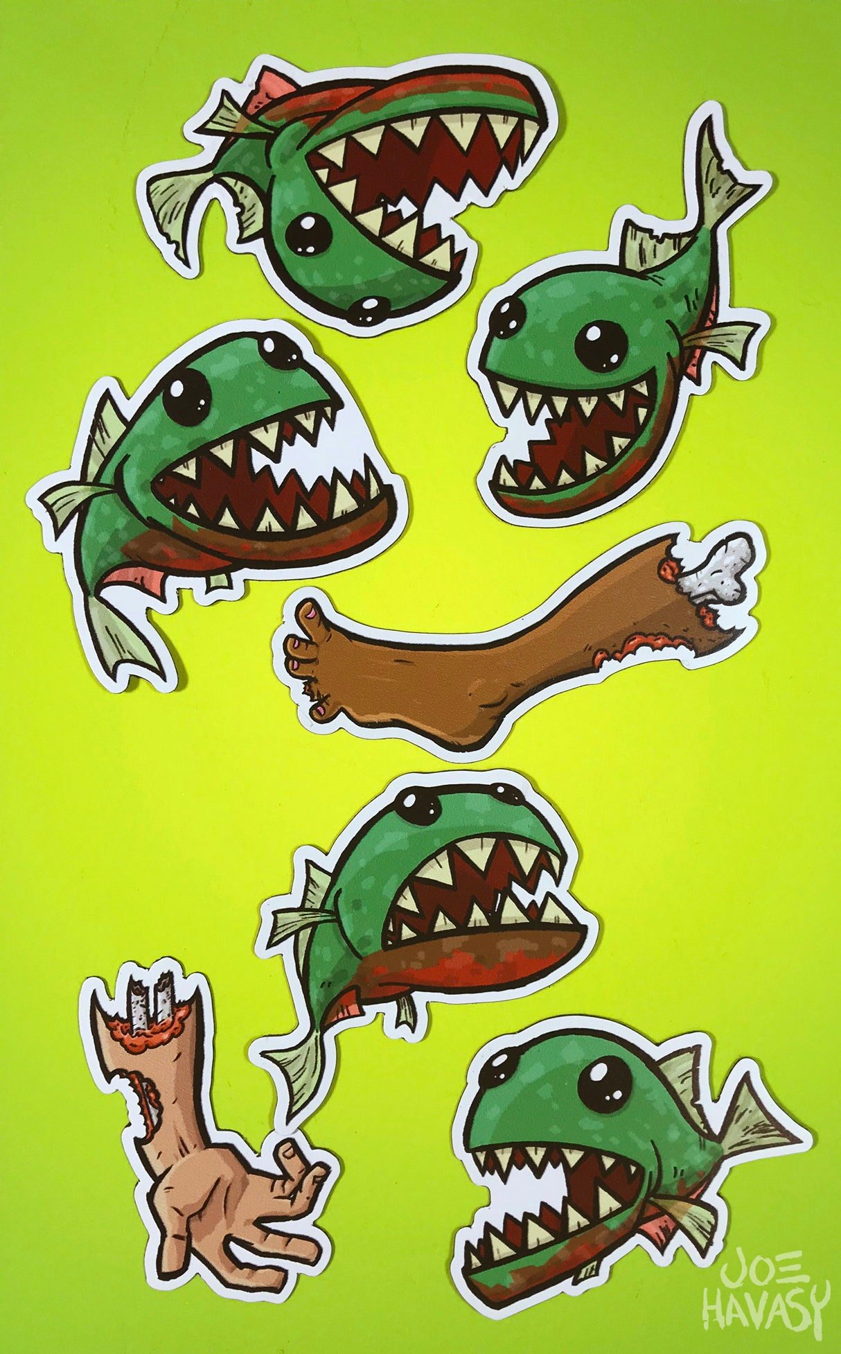 Piranha Attack sticker set