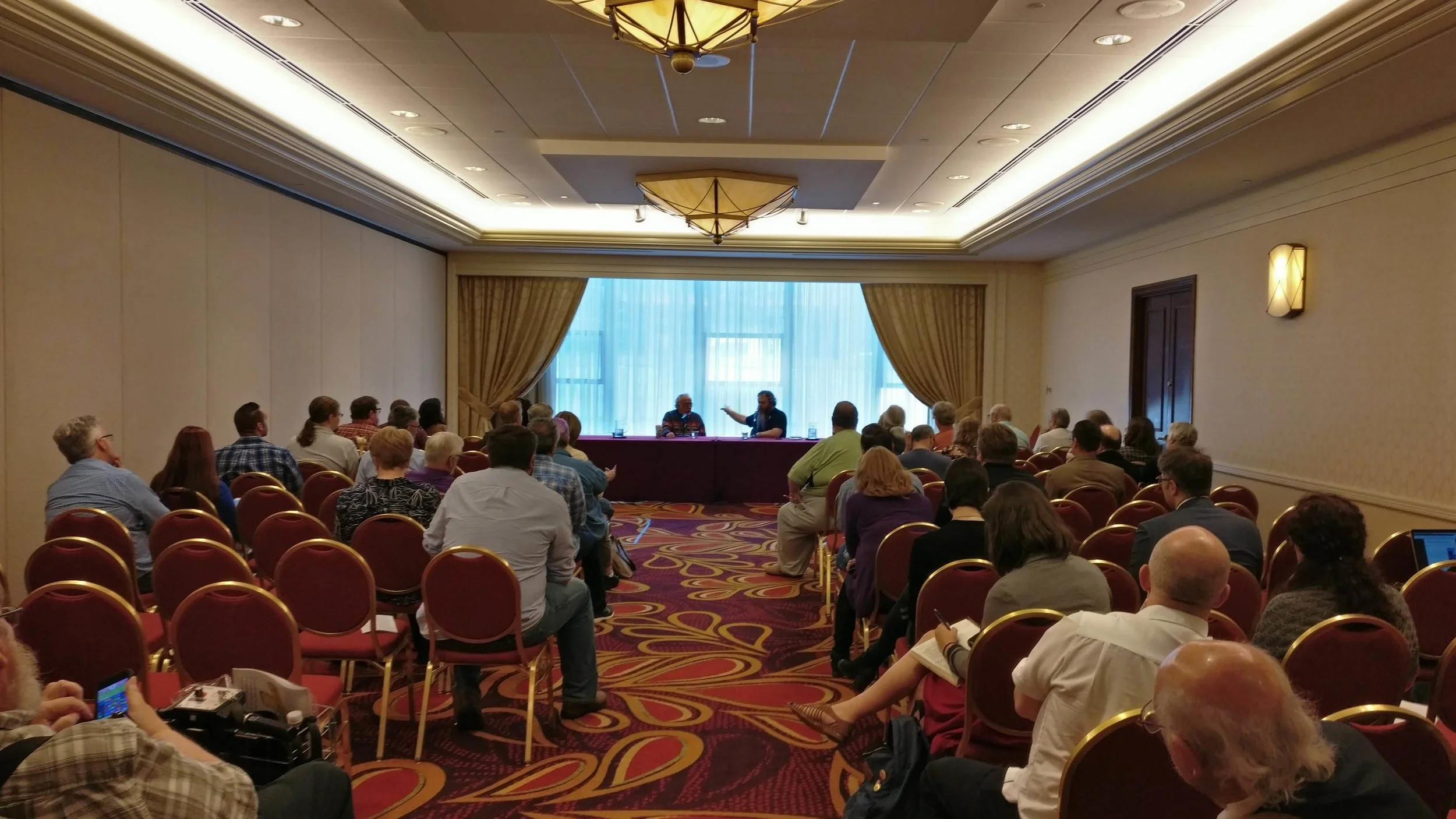 Peter S. Beagle and Patrick Rothfuss panel at the 2018 Nebula Conference in Pittsburgh