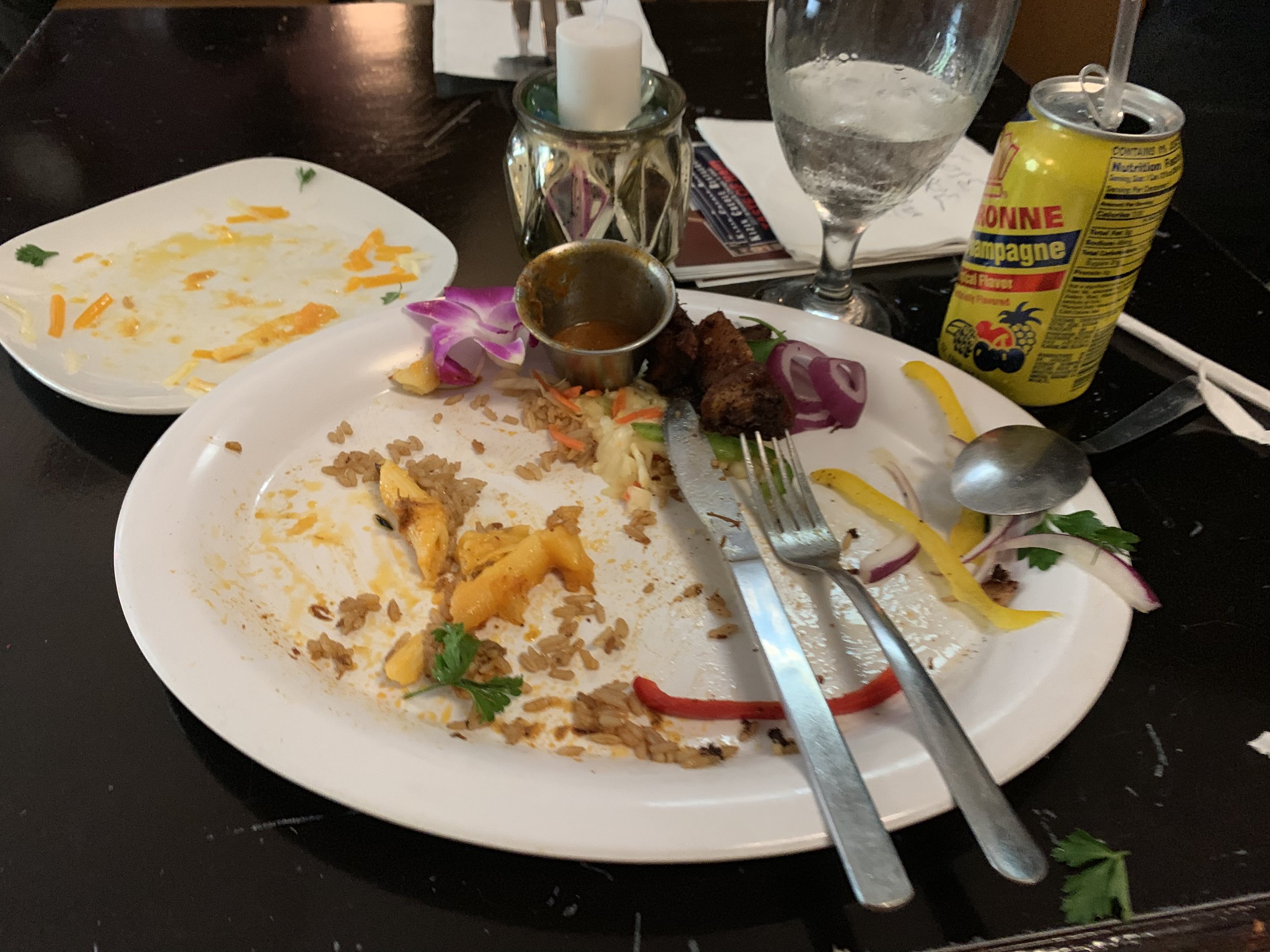  The Aftermath:  Vant mwen plen.  Very loose English translation: Your girl was full and bodied her plate. The food was   delicious  .  