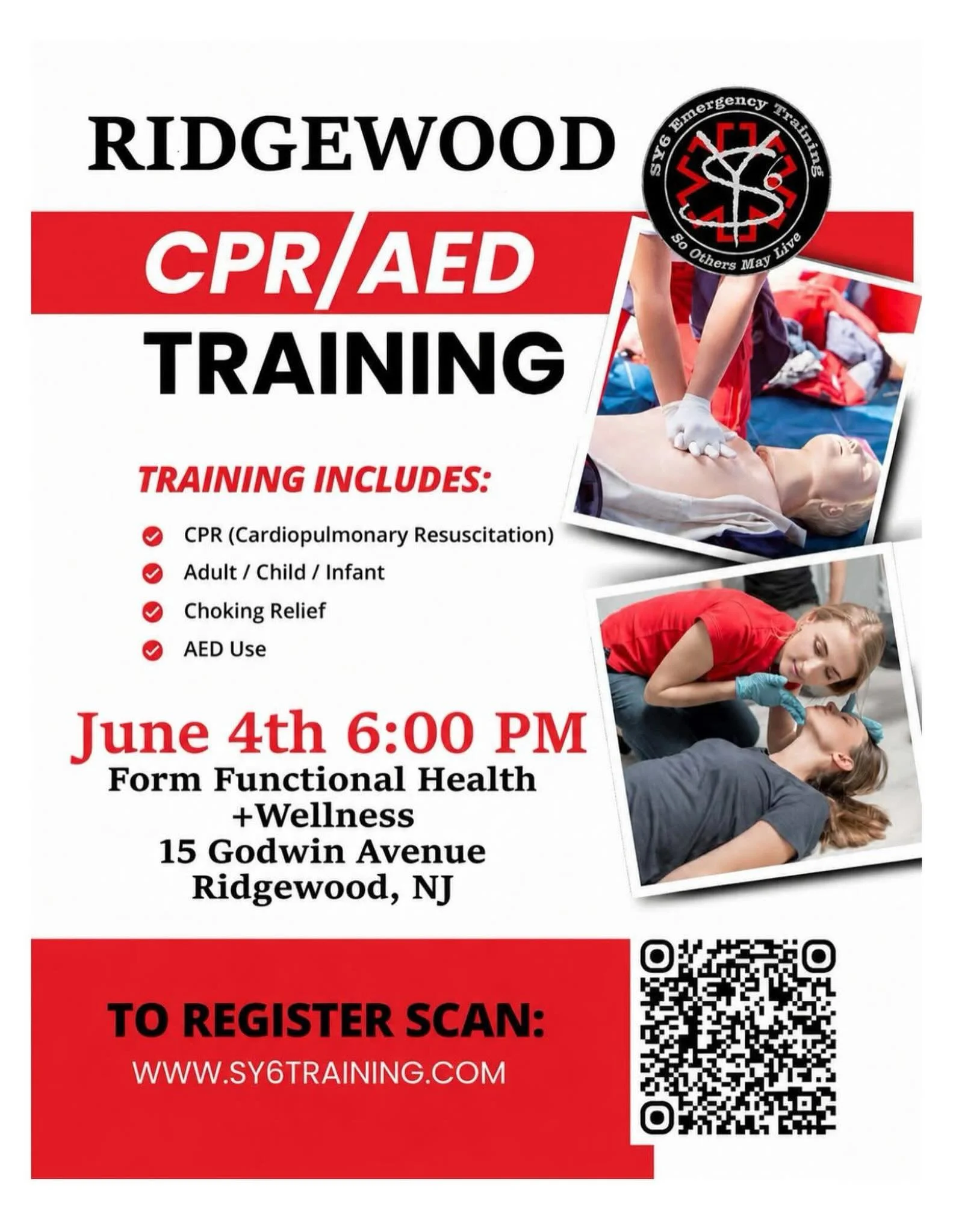 🚨❤️ CPR / AED TRAINING &mdash; RIDGEWOOD ❤️🚨

⏰ Don&rsquo;t wait until an emergency happens to learn how to save a life! Every second counts. 🚑💔

Join our hands-on CPR / AED Training and leave prepared, confident, and certified! 💪🩺

✔️ Learn li