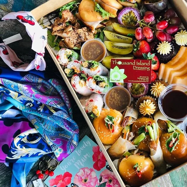 Mother&rsquo;s Day platter by NGON 
The platters include 
4 mini banh mi sliders 
4 duck pancake 
4 assorted rice paper rolls 
4 chicken skewers
4 pork belly baos 
4 mini cupcakes red velvet/caramel 
4 Vietnamese ice coffee panacottas
Chefs selection of seasonal fruits 
For $50 
We also have a few gift vouchers which we have collaborated with local business in the area. -Ella bache $50 gift voucher -Thousand island paddington $50 gift voucher -Adavera footwear $50 voucher or $75 voucher which gives you $25 off salt water sandal -Stylingyou paddington $100 voucher -Scrumptious reads $50 voucher 
Confirmation would have to finalised by Friday May 8th 5pm.  #food #yummy #foodie #delicious #happy #instagood #foodoftheday #follow #foodgasm #brisbane #brisbaneeats #family #brisbanevietnam #yum #brisbanefoodie #statigram #instalike #instamood #paddington4064 #paddingtonterraces 
1. Order as per usual over the phone 37053082
2. Once order is placed we will ask for your address, name and contact phone number. 
3. We will process payment over the phone
4. We will deliver to your door