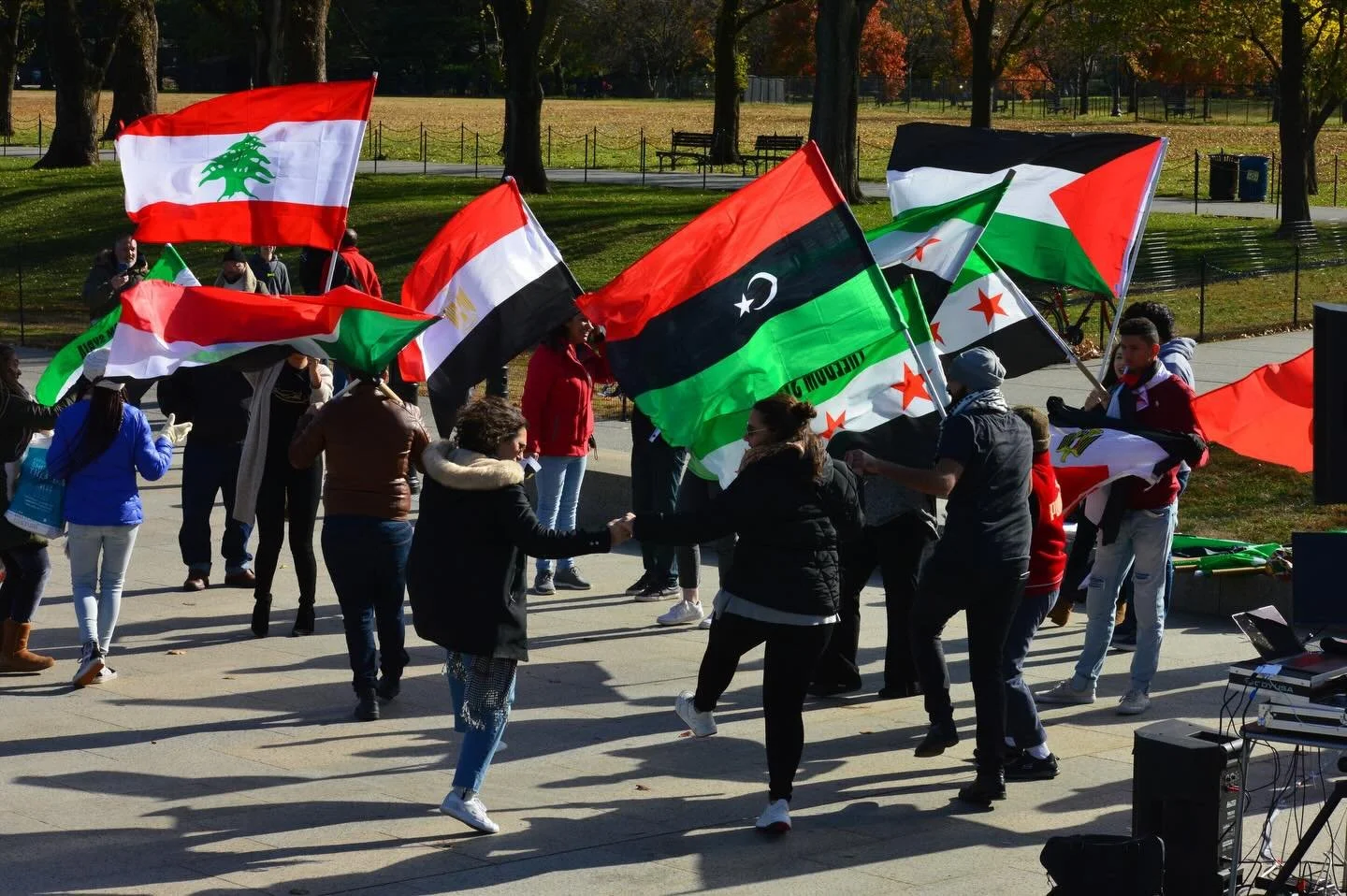 Long ago, on a cold, windy day in November 2019. At the  Lincoln Memorial, a day for unity, where people from different nations stood together at an event against dictatorship and corruption. Flags stood in unity from Algeria, Yemen, Palestine, Iraq,
