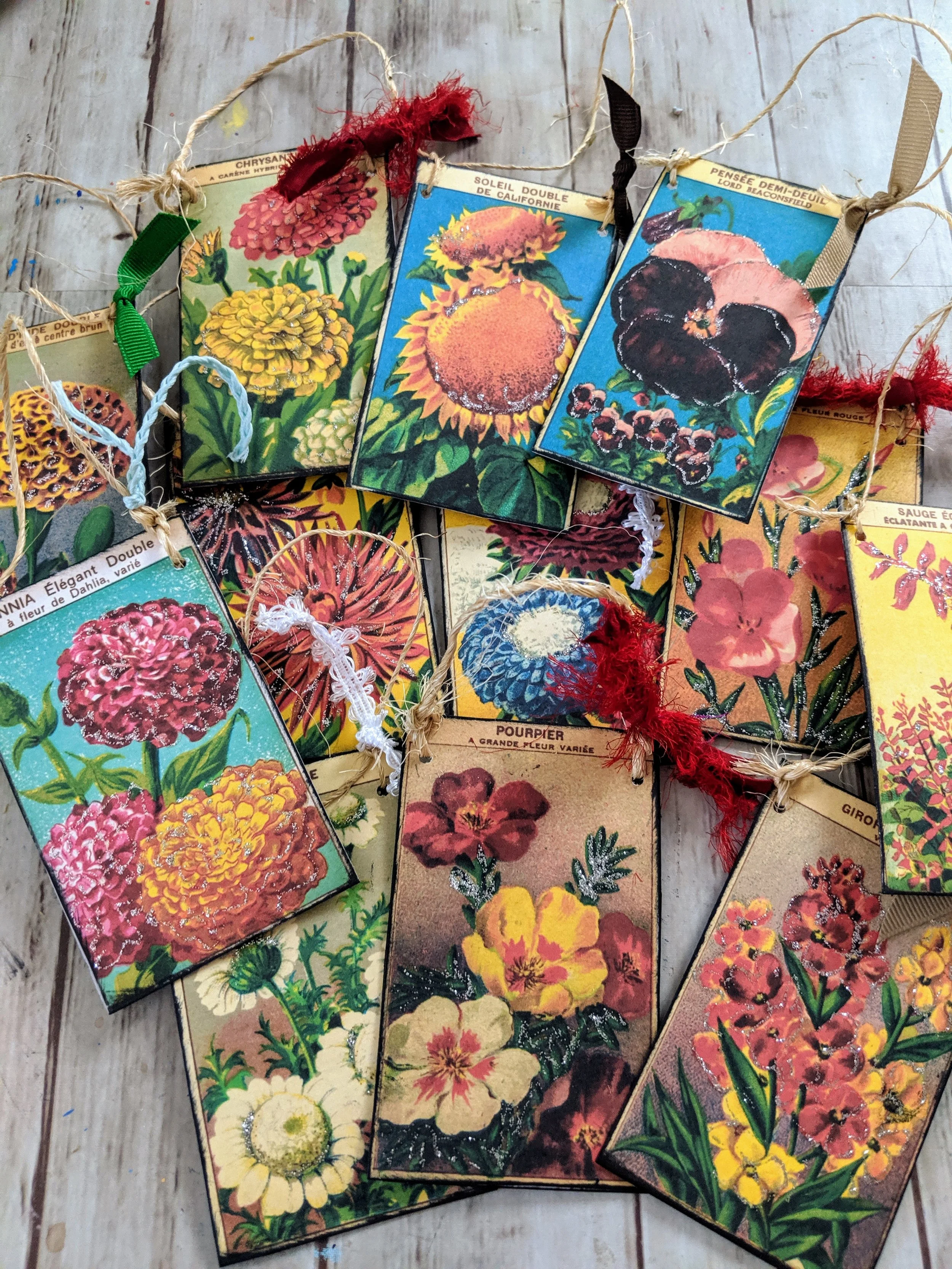 Vintage Seed Packet Ornaments for a Garden Themed Christmas Tree