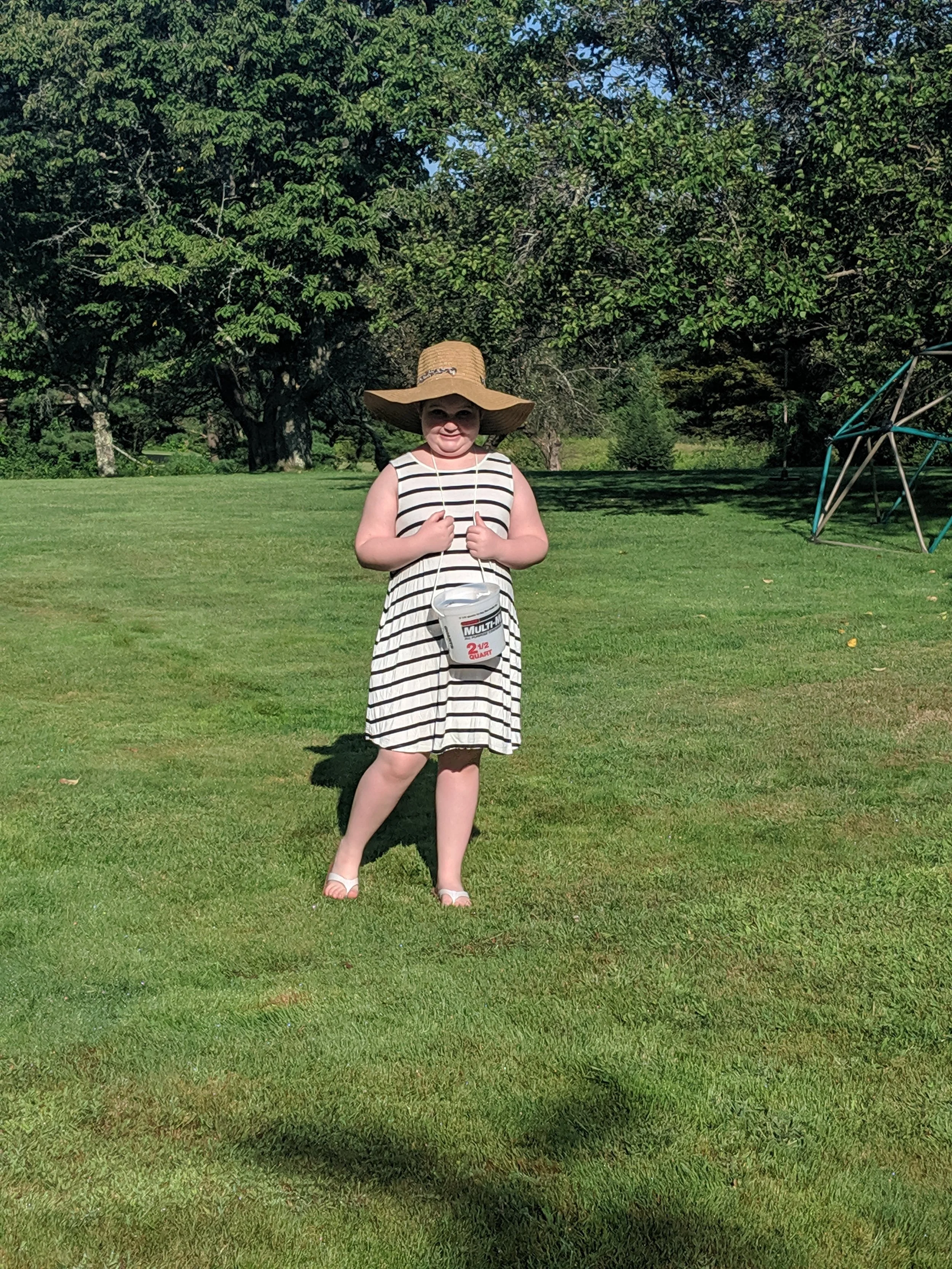 Here’s my little beauty getting ready to go pick more blueberries in the morning. She even got a little floppy hat to shield her from the sun on those super sunny mornings!