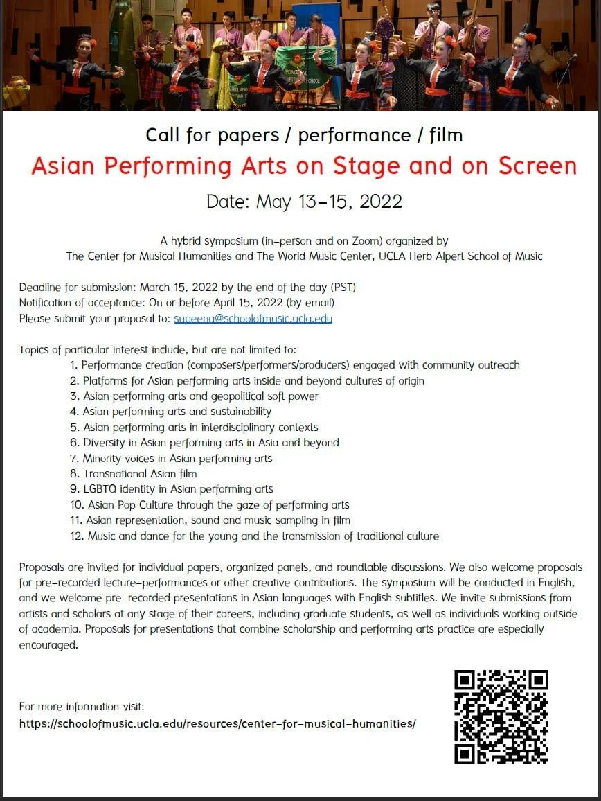 Call For Papers: Asian Performing Arts on Stage and on Screen