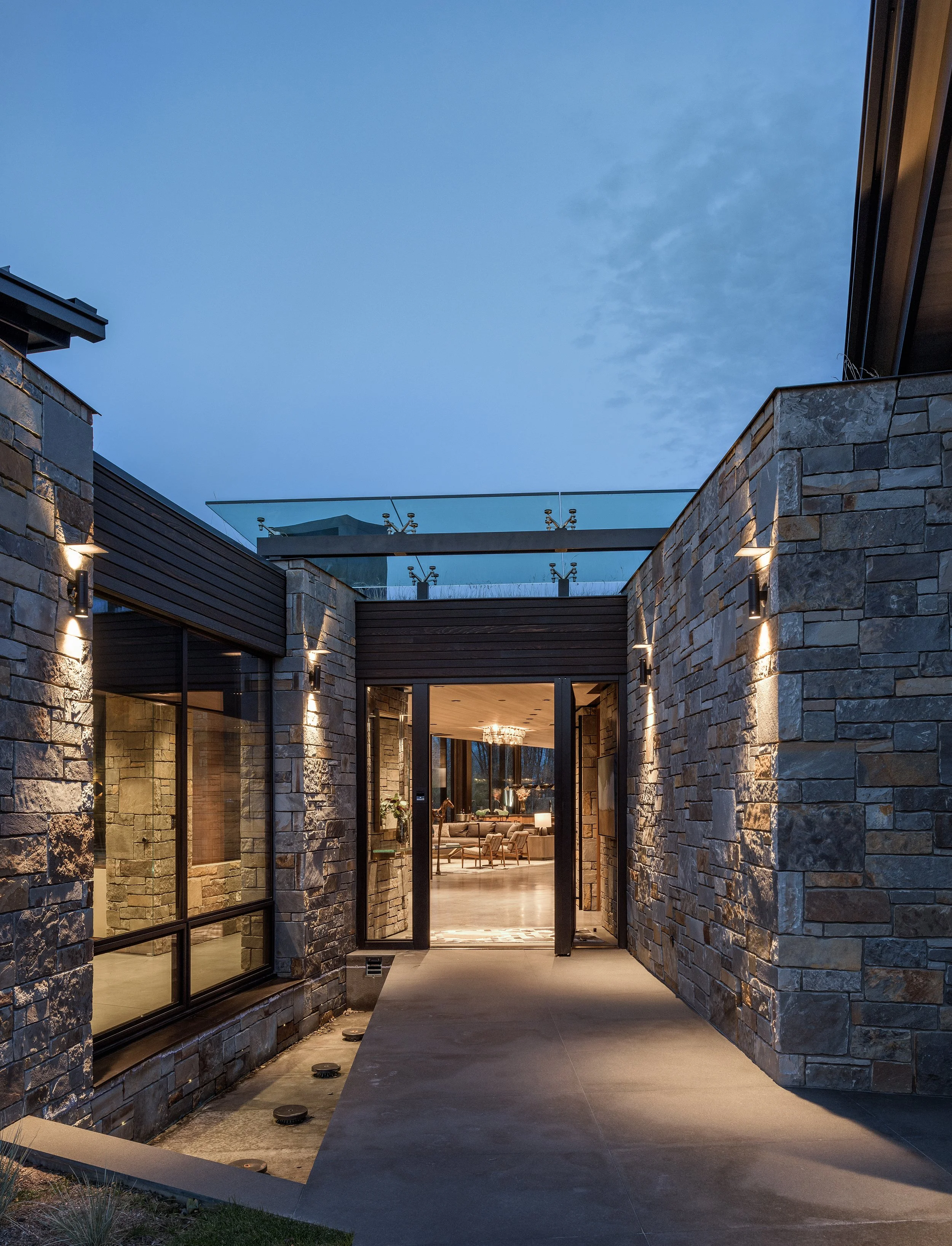 Ward_Blake_Architects_ChaChe_Residence_Exterior_Front_Door_Entrance_Dusk_Stone_Glass_Concrete_Custom_Mountain_Views.jpg