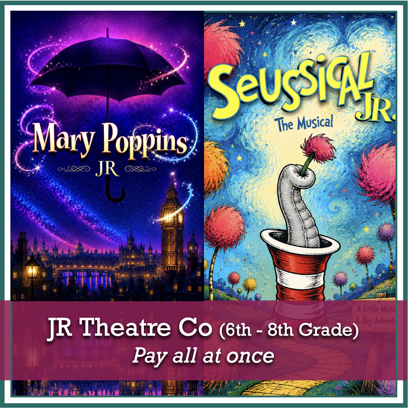 JR Theatre Registration 2025-2026 (TUITION All In 1 Payment with registration/processing fees waived)
