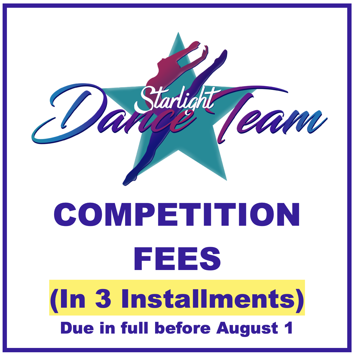 Step 2: Dance Team 26-27 Competition Fees 3 Installments (May/June/July)