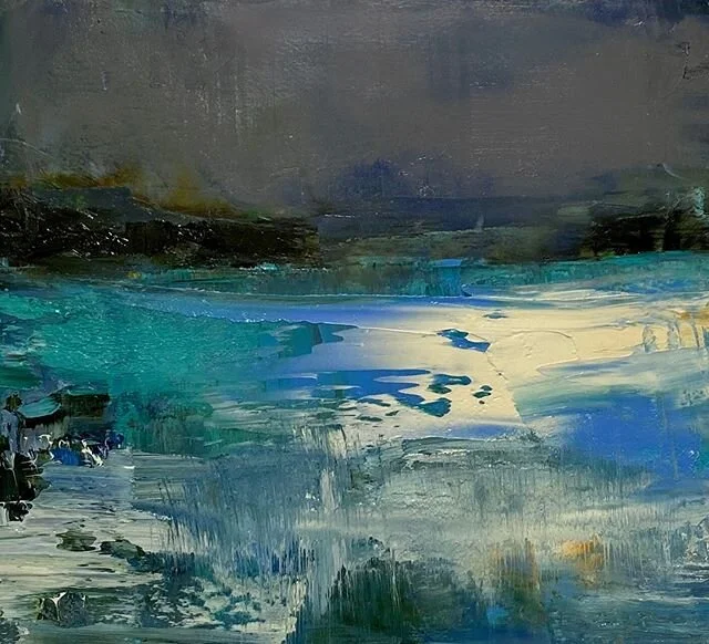 New work. &lsquo;Night sea&rsquo; Oil on paper. My Expressive Seascapes Ecourse starts 22nd June and you can register via the link in my bio.👆