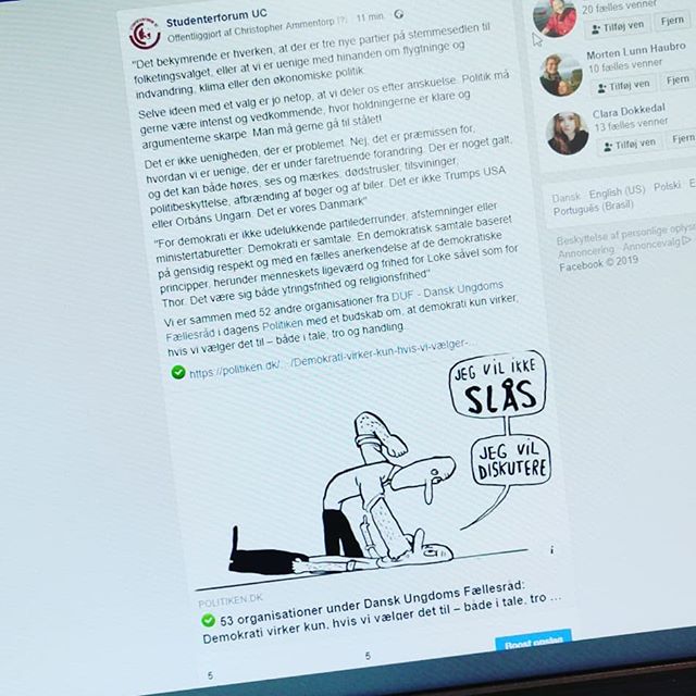 Vi er i Politiken idag. Ikke alene dog. Vi står sammen med 52 andre DUF-organisationer, for at sætte fokus på den gode demokratiske debat.
https://politiken.dk/debat/debatindlaeg/art7220231/Demokrati-virker-kun-hvis-vi-v%C3%A6lger-det-til-%E2%80%93-b%C3%A5de-i-tale-tro-og-handling
#uddpol #debat #valgkamp #dkpol