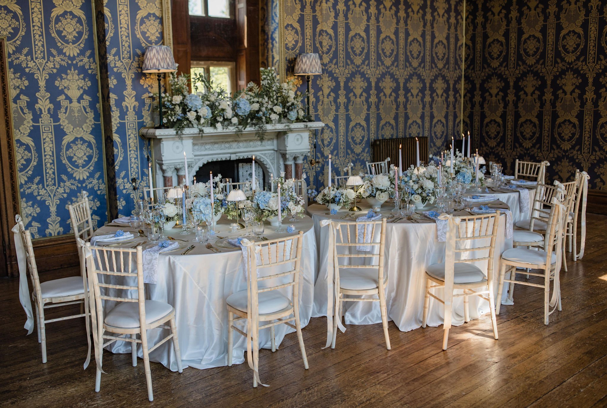 Stylish wedding set up inspiration at Soughton Hall Photographed by a North wales wedding photographer