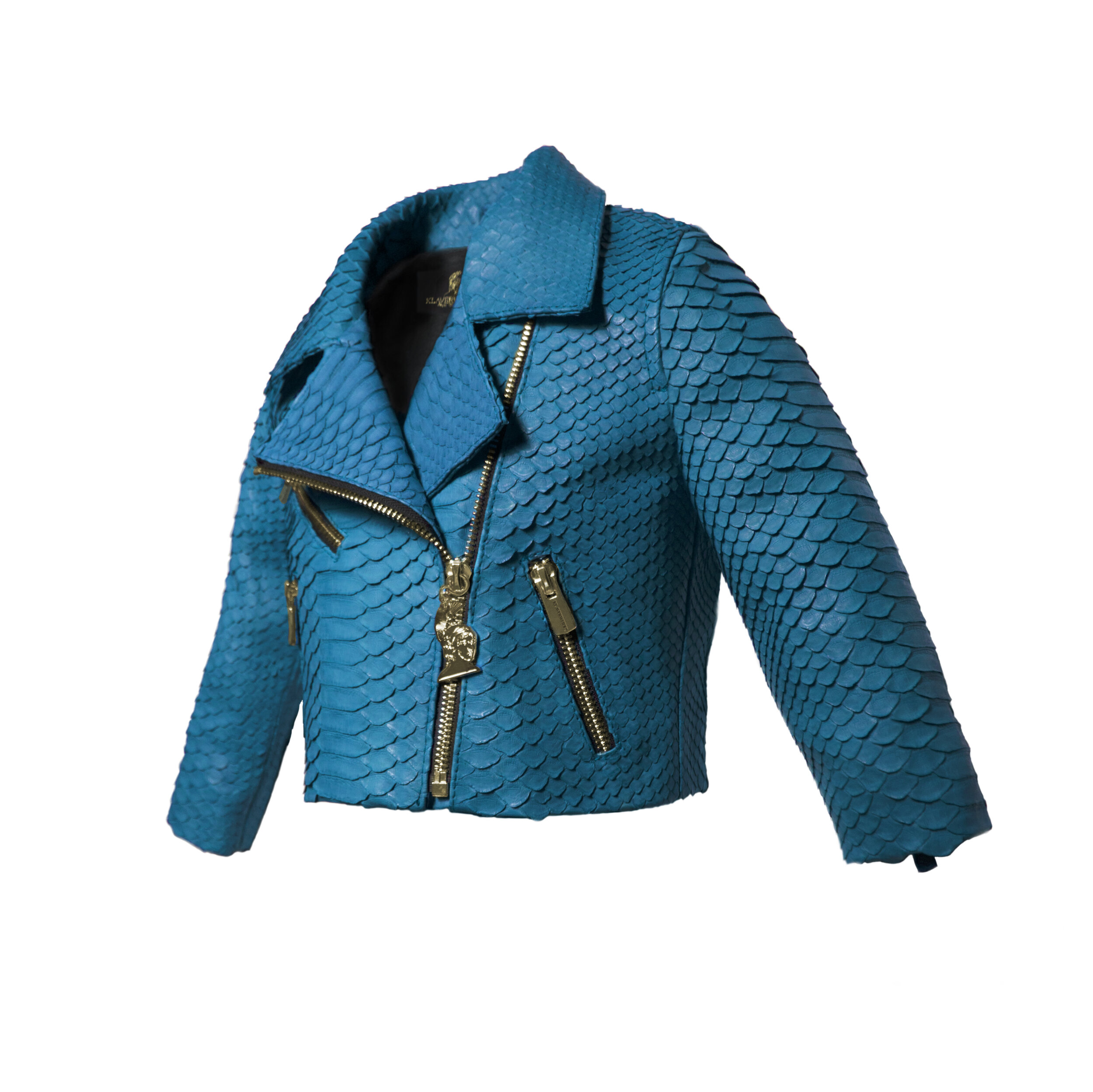 Klaverweide Baby biker jacket Turquoise Python 2.jpg