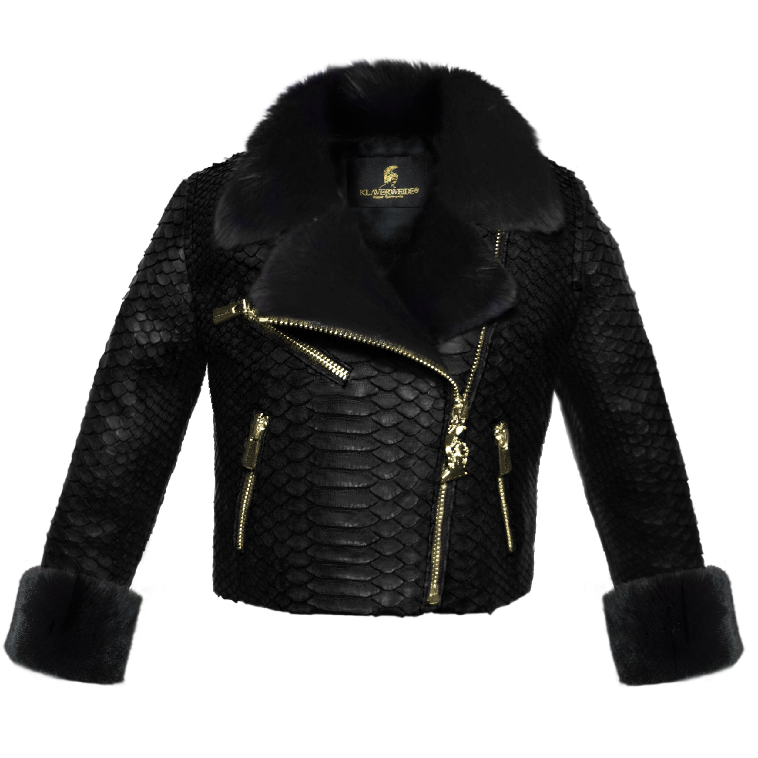 Klaverweide_kids_biker_jacket Black rabbit fur Black Python_1.jpg