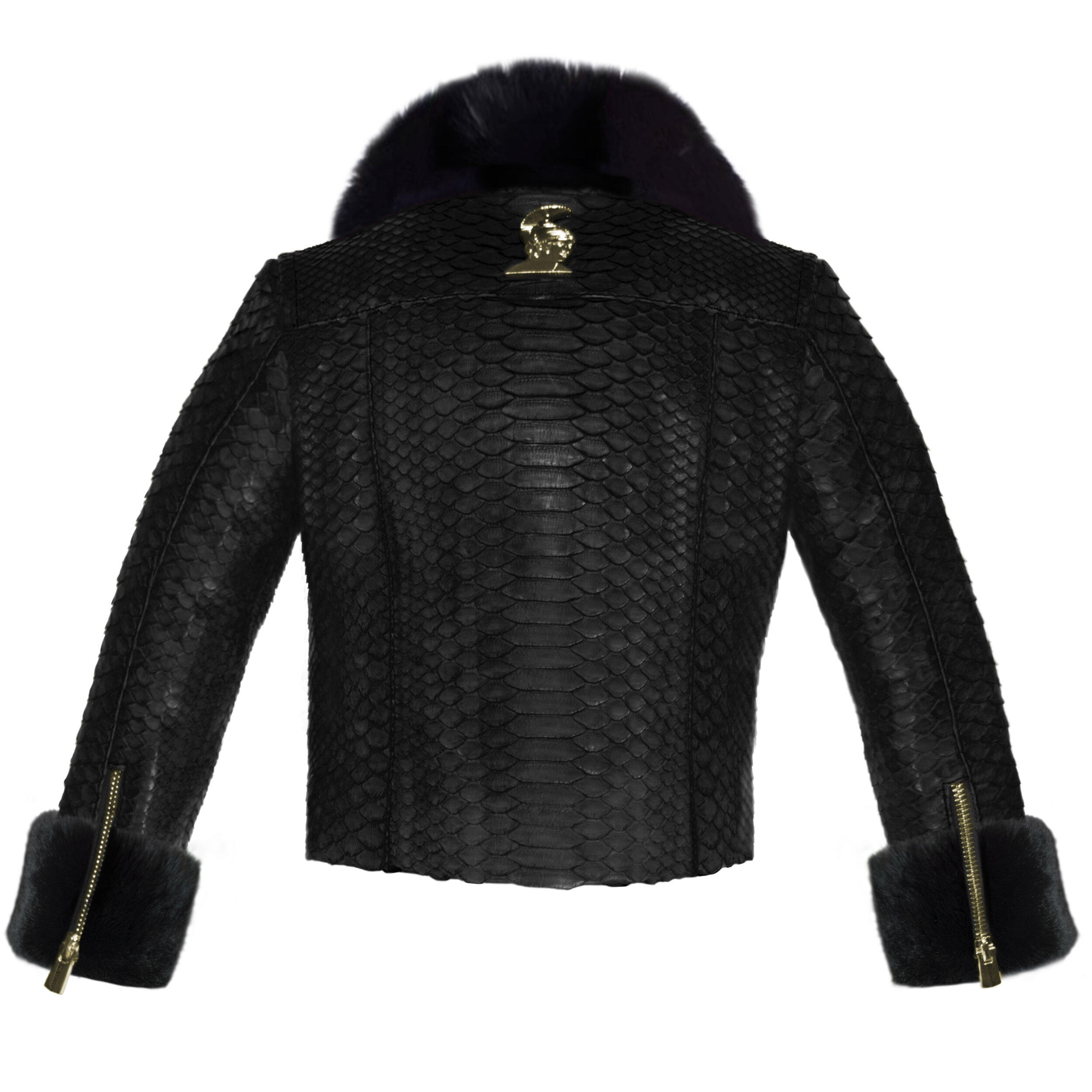 Klaverweide_kids_biker_jacket Black rabbit fur Black Python_2.jpg