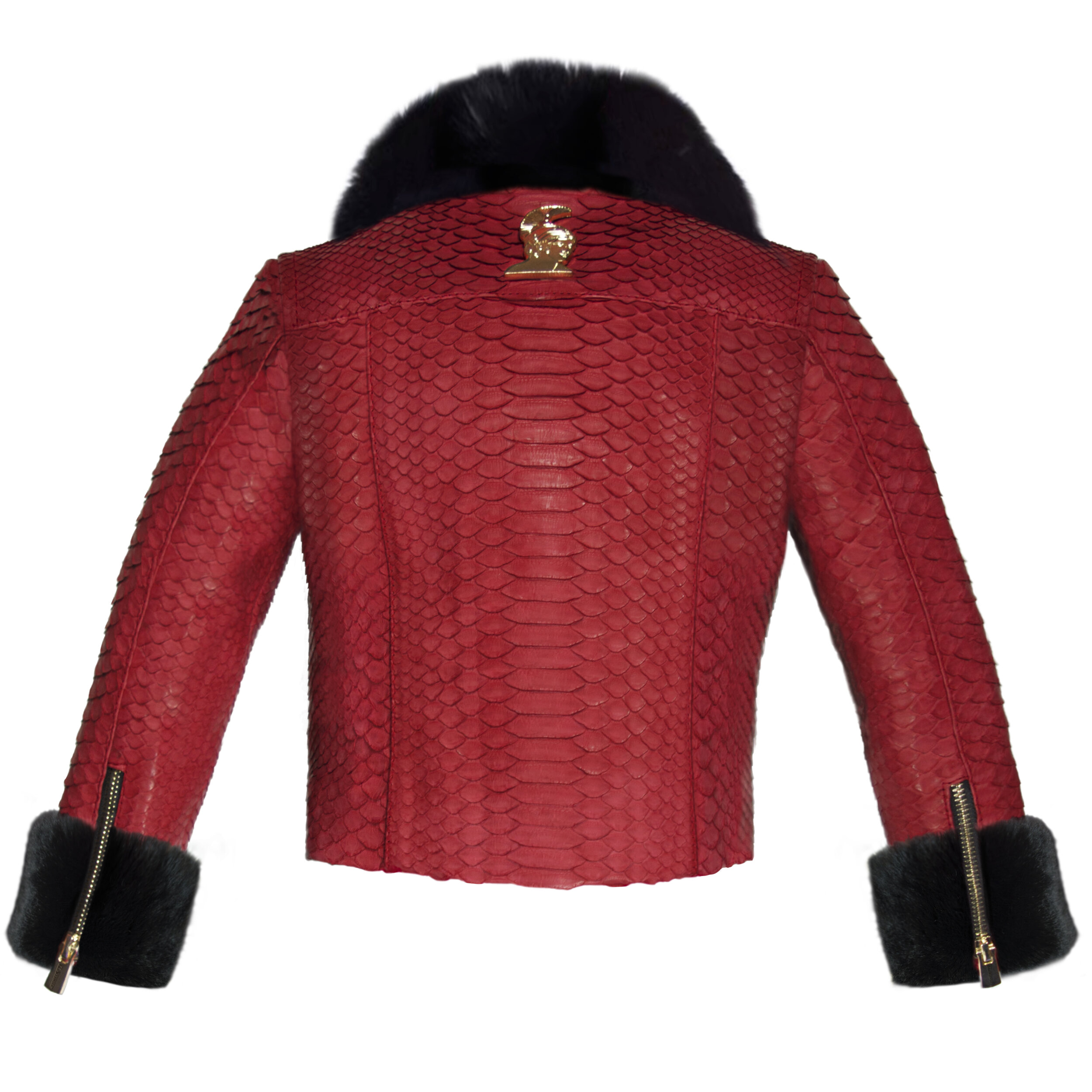 Klaverweide_kids_biker_jacket Black rabbit fur red Python_2.jpg