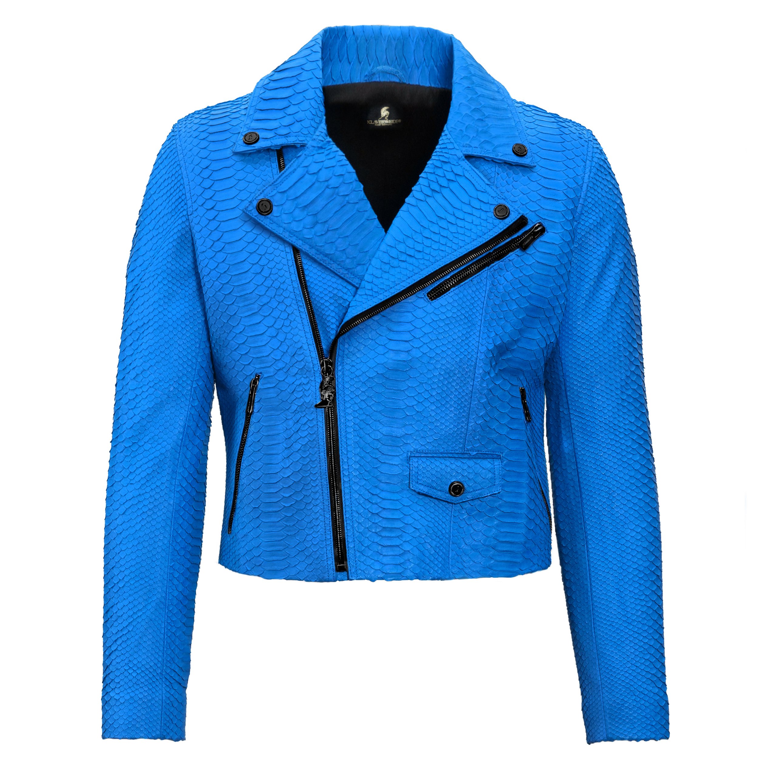 Dodger Blue Black Python biker jacket Klaverweide men 777 1 .jpg