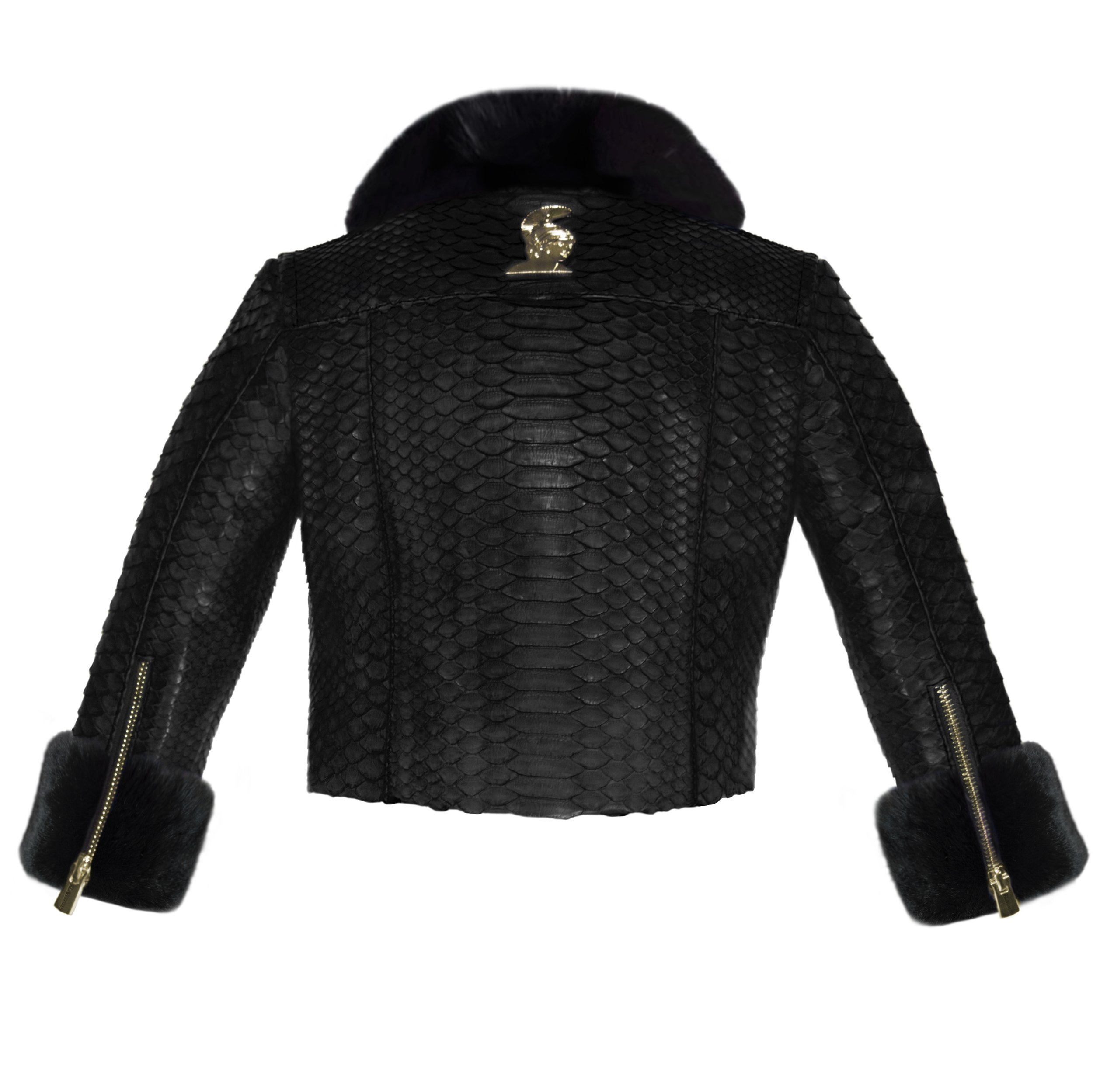 Klaverweide Baby Biker Jacket Black rabbit fur Black Python 44.jpg