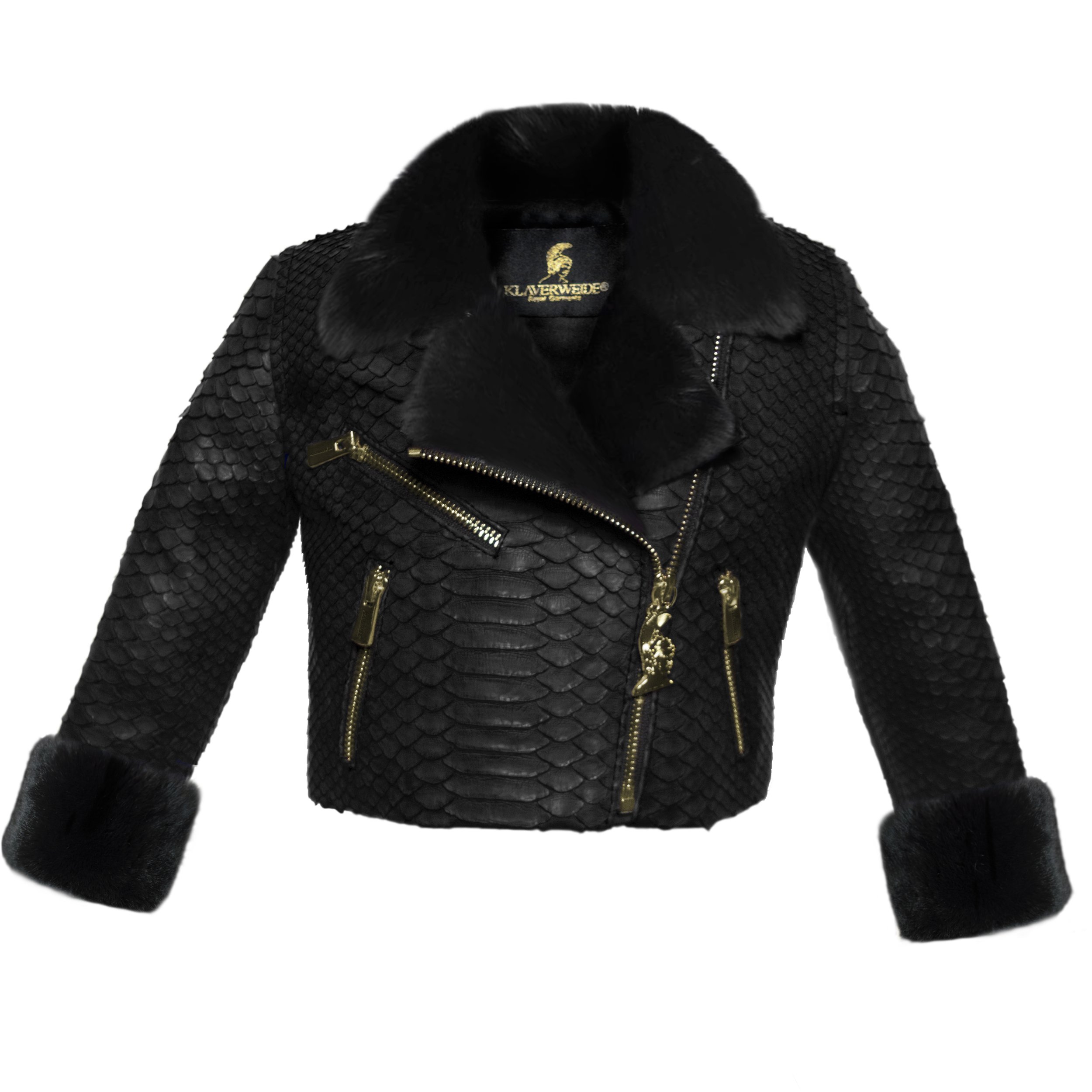 Klaverweide Baby Biker Jacket Black rabbit fur Black Python 11.jpg