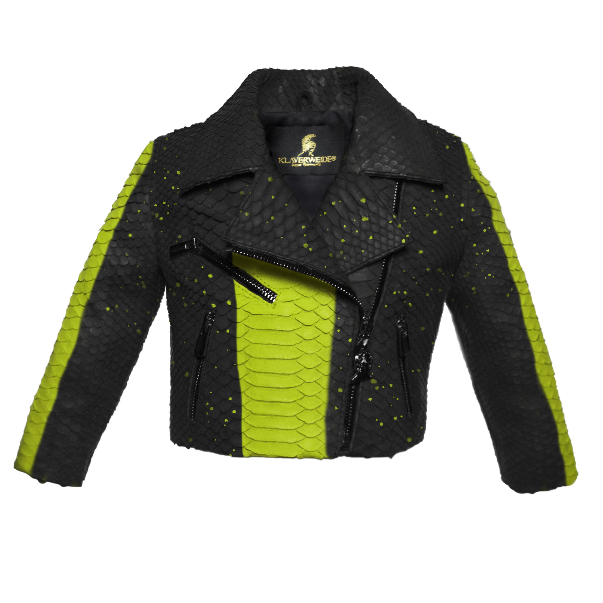 Klaverweide Baby biker jacket Lime Paint Python 1.jpg