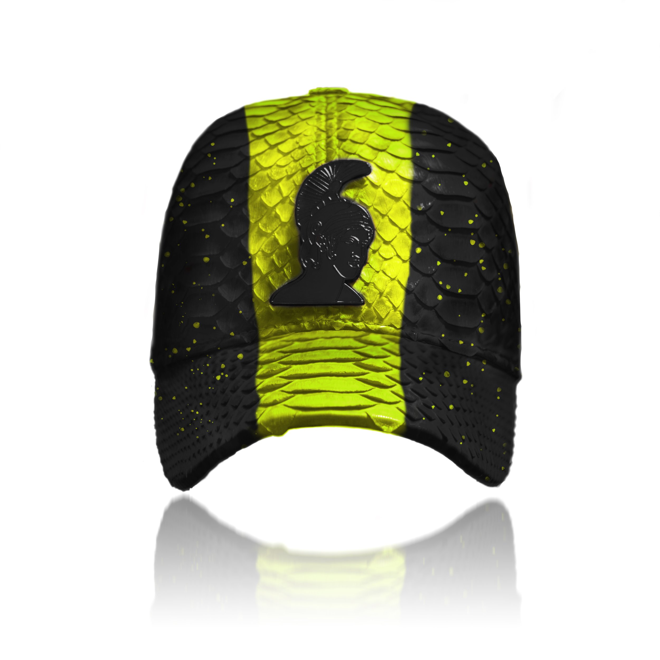 lime Neon paint Python baseball hat 3.jpg