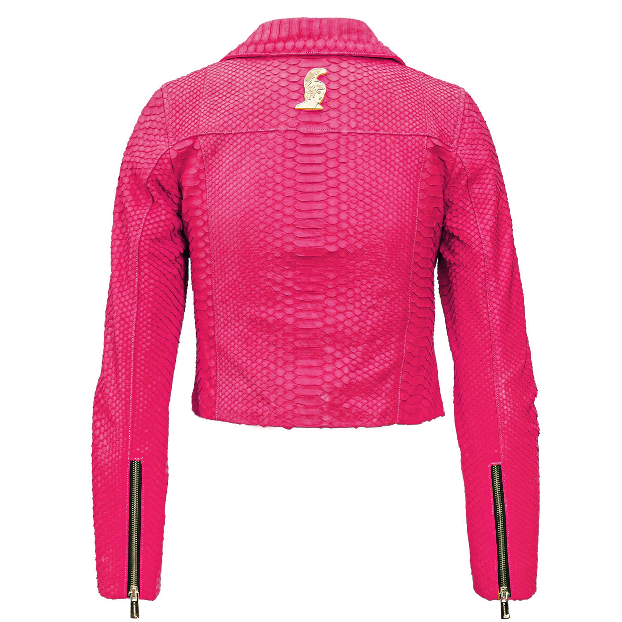 Women Candy Pink Python Biker jacket Klaverweide 2.jpg
