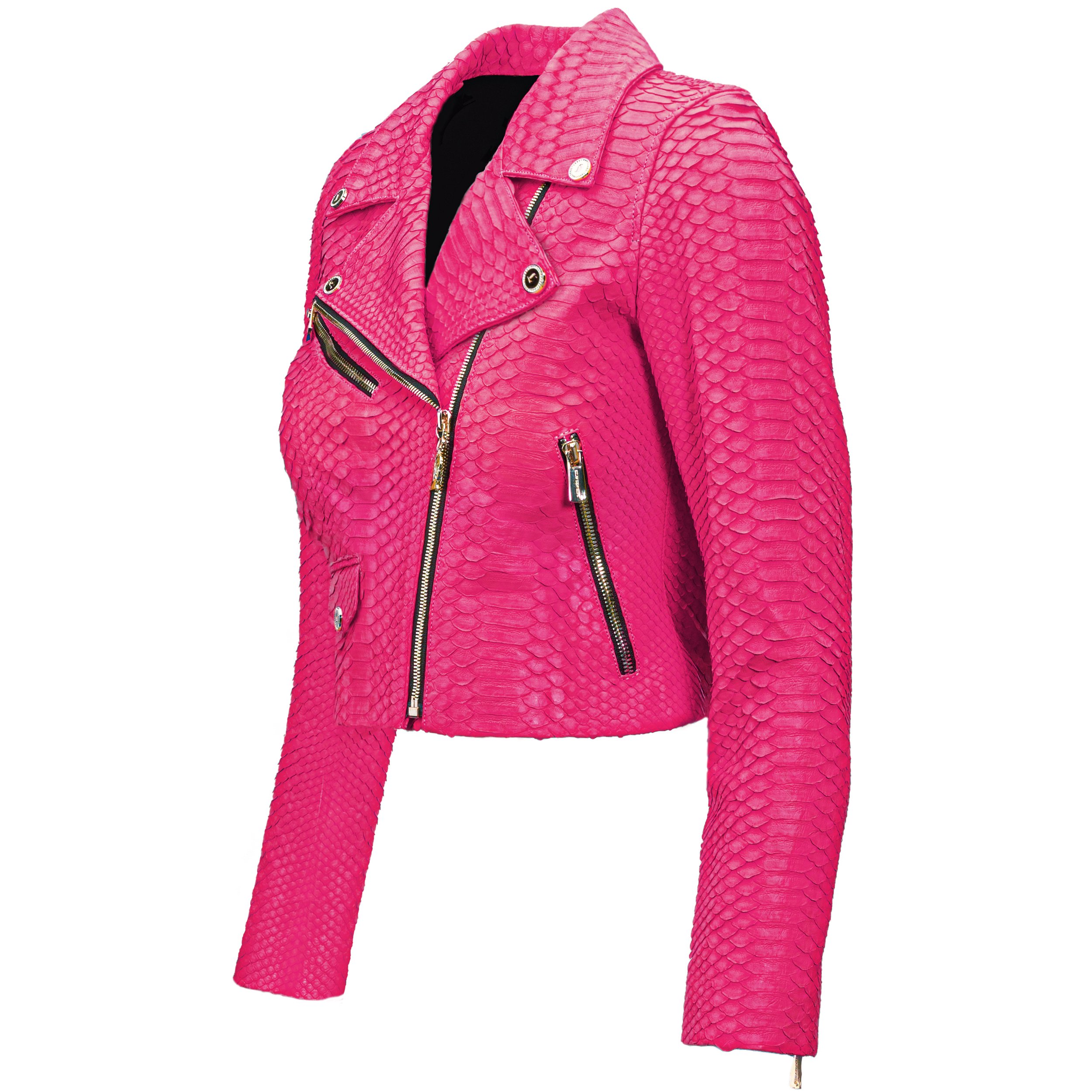 Women Candy pink Python Biker jacket Klaverweide 3 .jpg