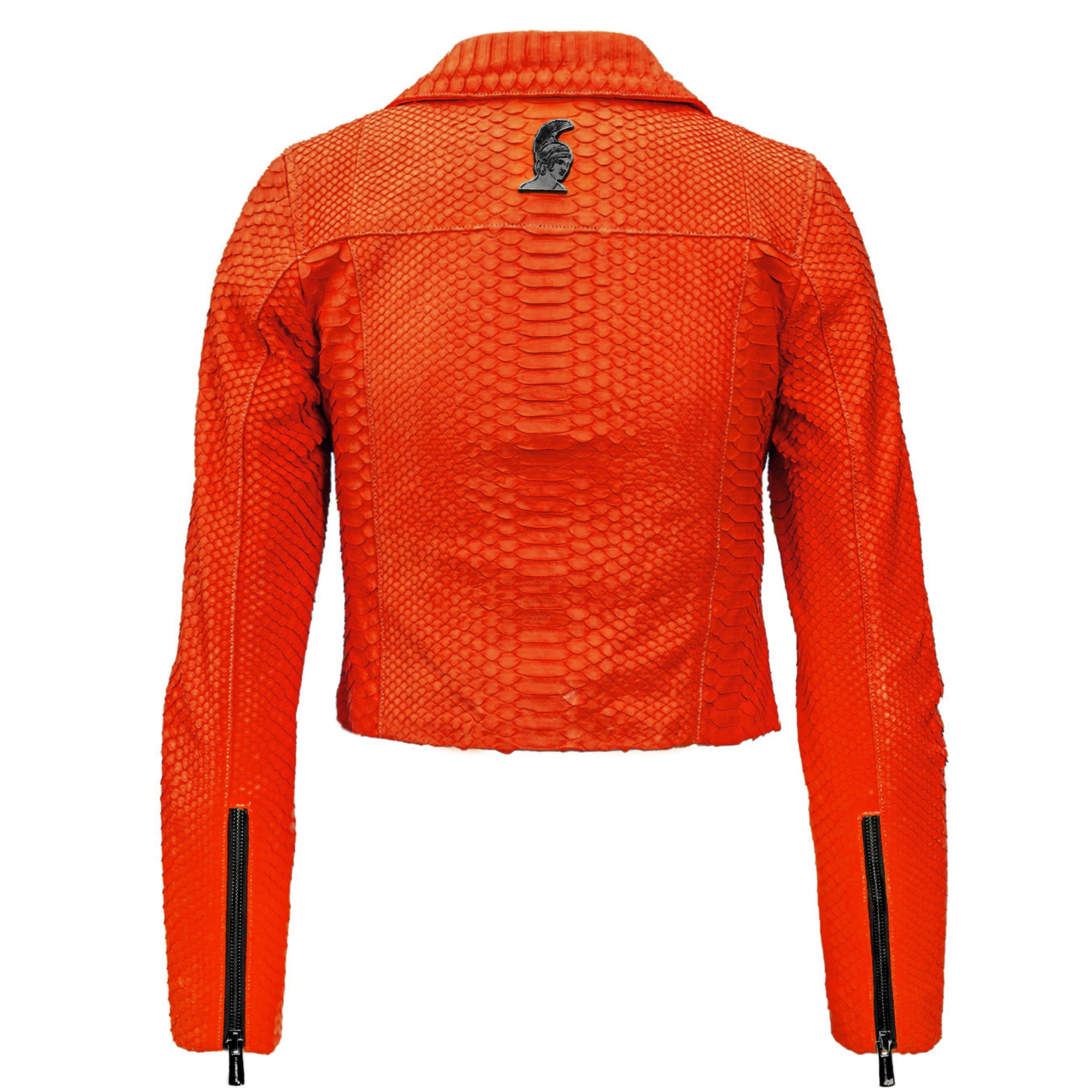 Women Orange Black Python Biker jacket Klaverweide 2.jpg